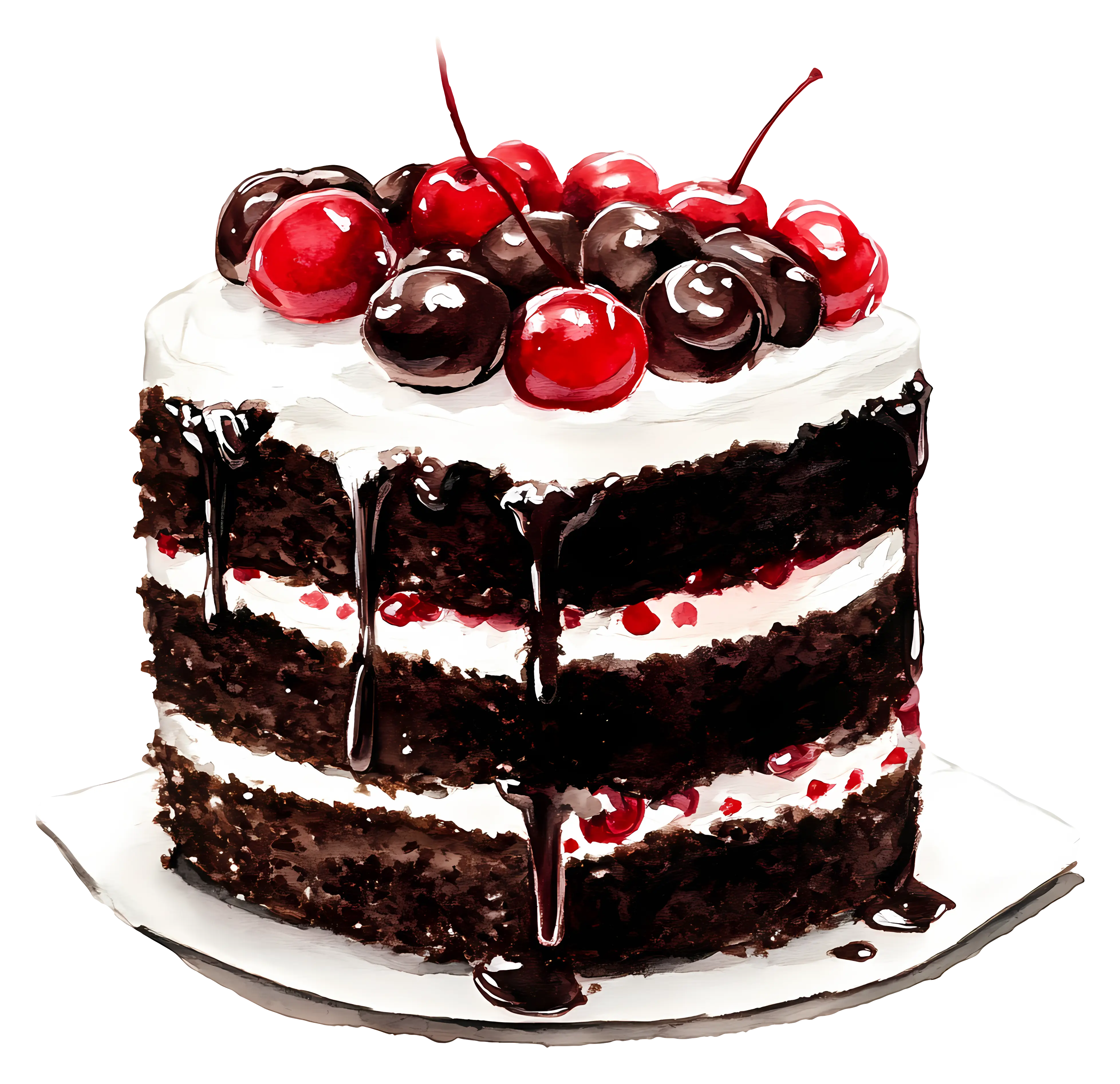 Chocolate Layer Cake with Cherries