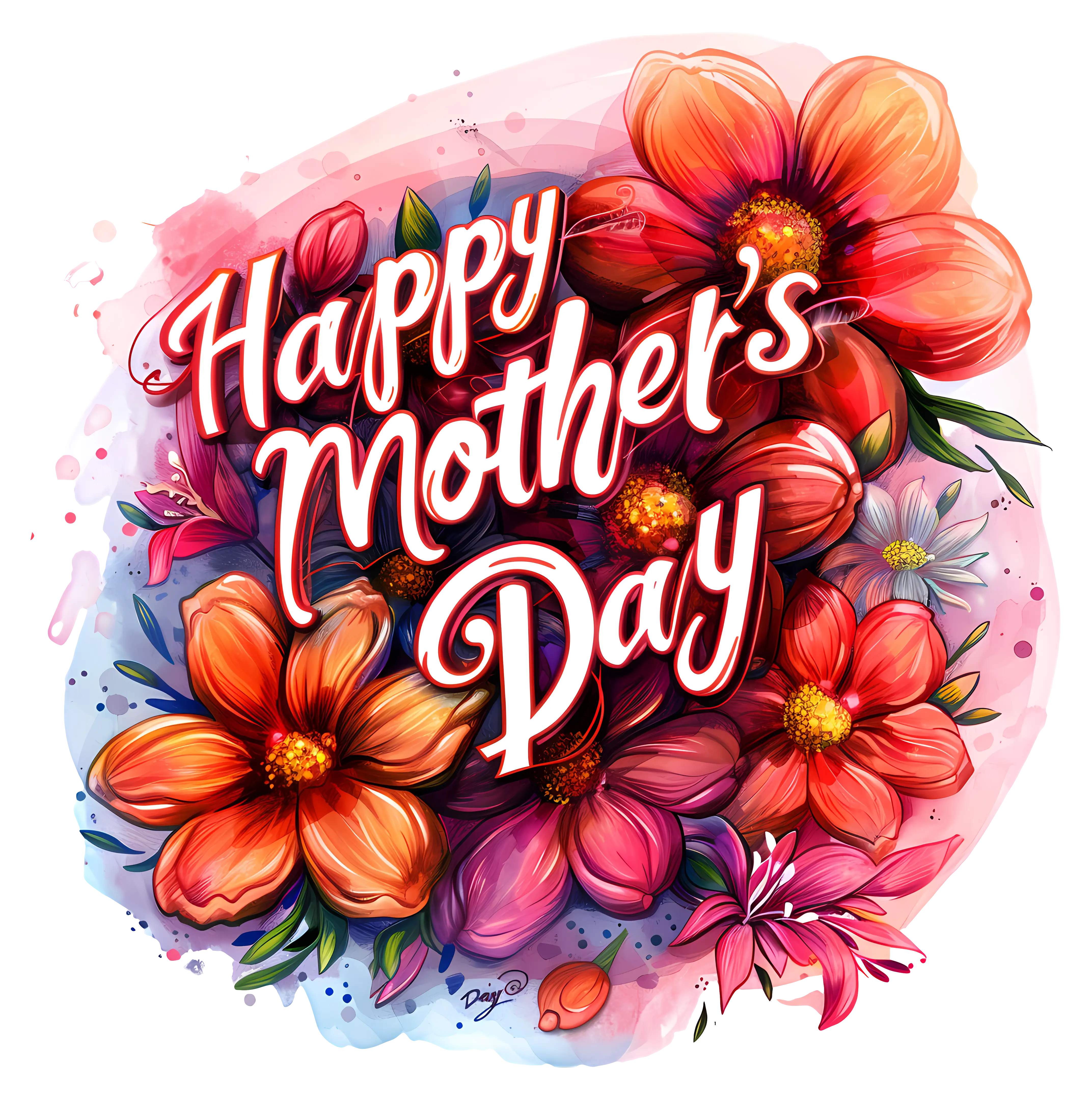 Happy Mother&#039;s Day Card with Flower Design