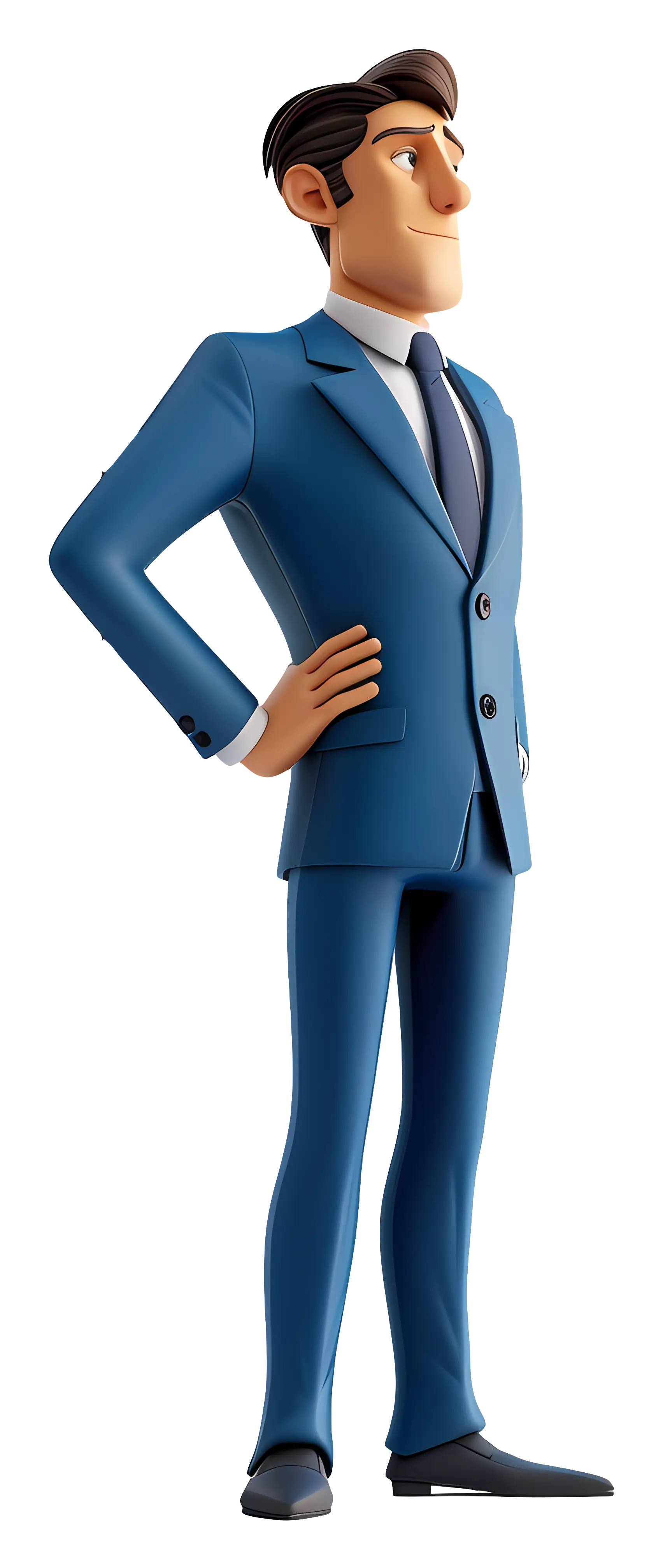 Cartoon Businessman in Blue Suit