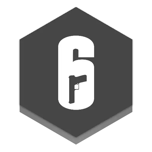 Hexagon with Number 6 and Gun