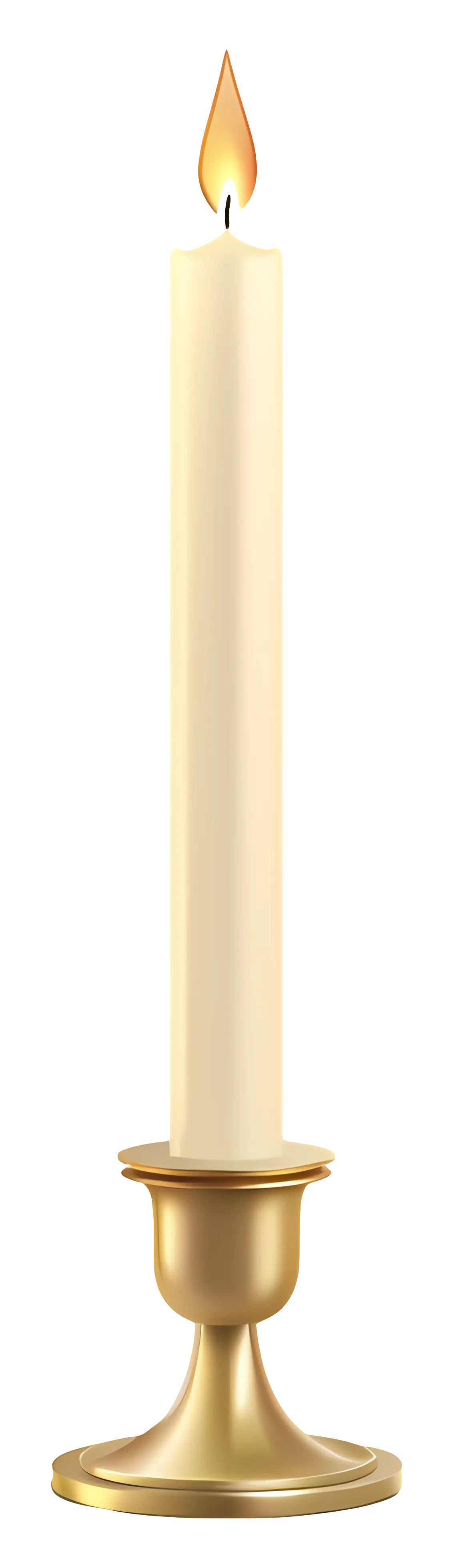 Burning Candle in Elegant Holder