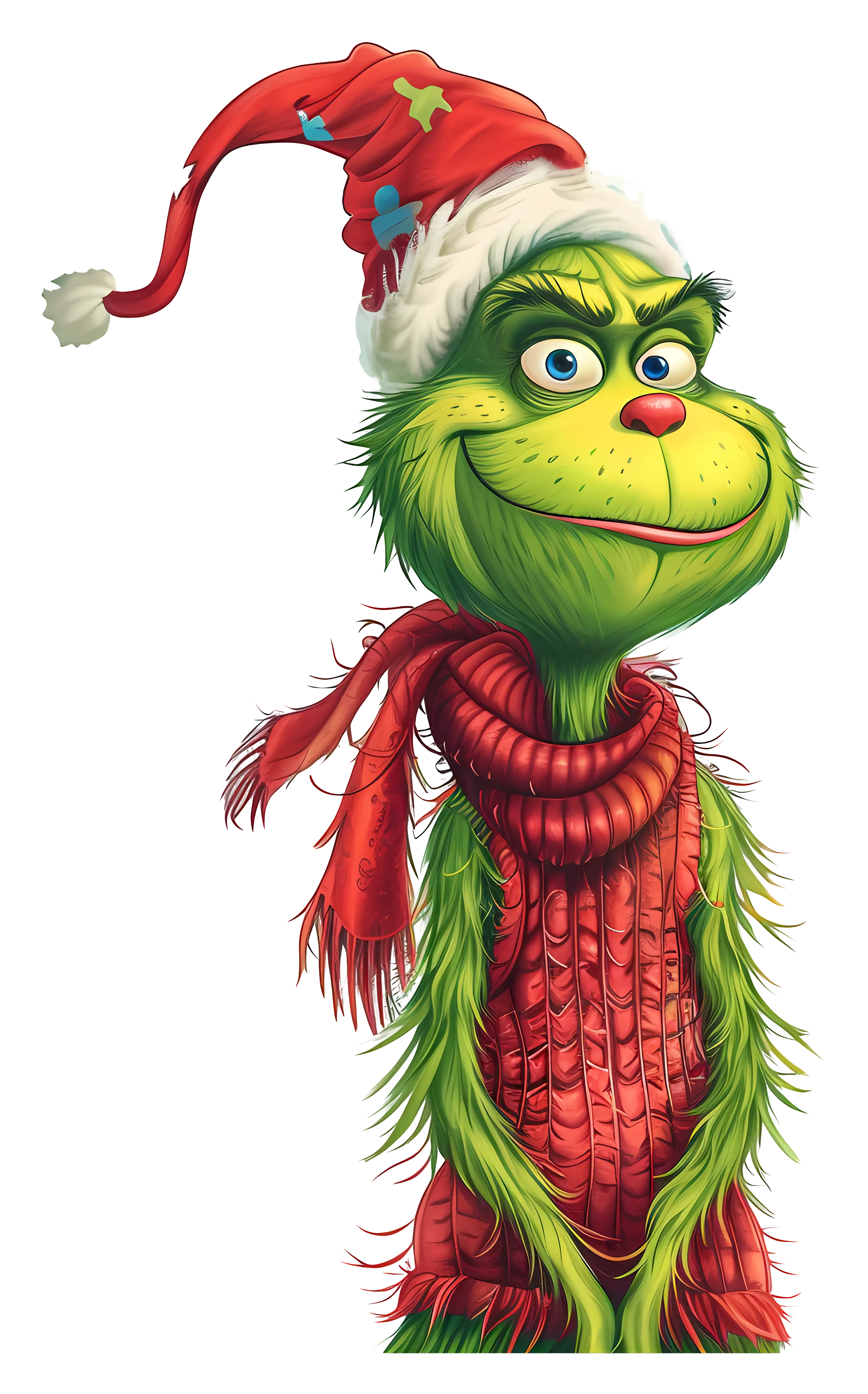 Green Grinch in Christmas Attire