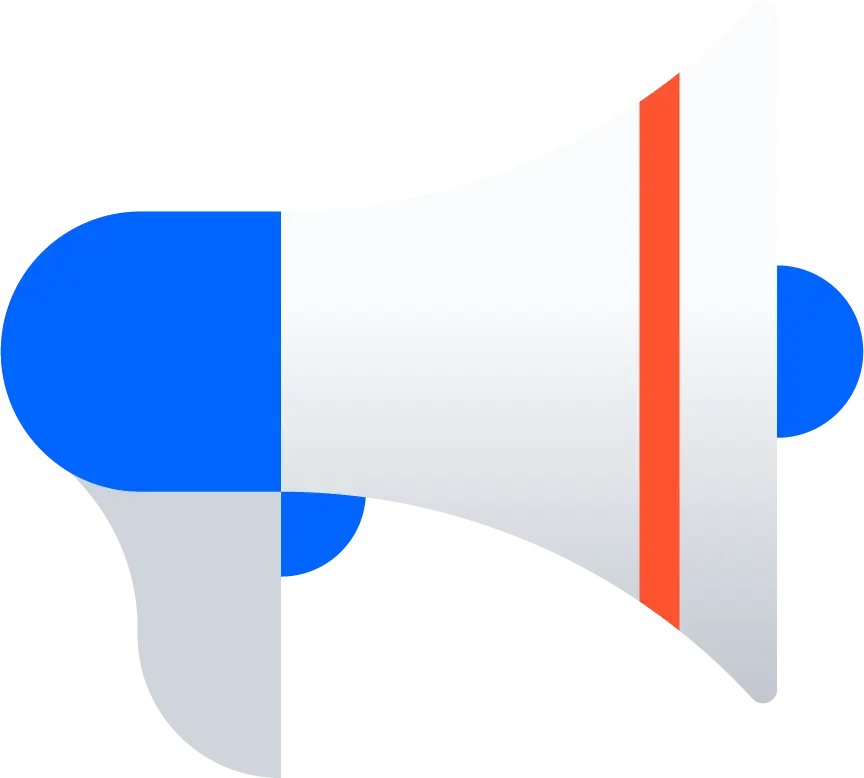 Blue and White Megaphone for Announcements