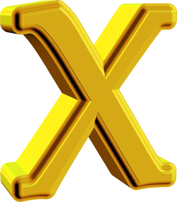 Golden 3D Letter X Typography Design