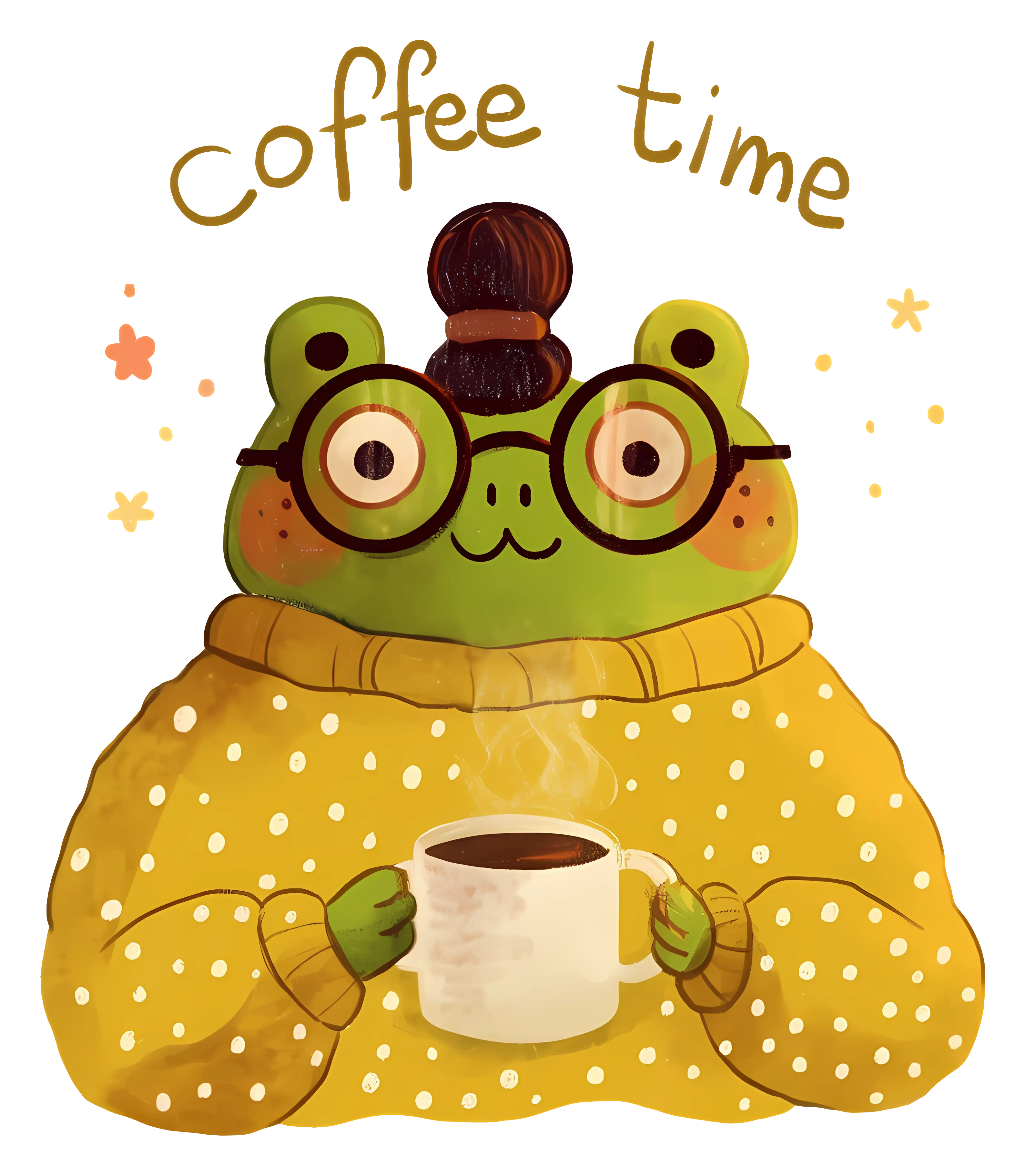 Frog Enjoying Coffee Time