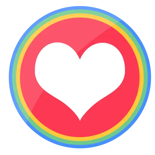 Colorful Circle with White Heart Icon for Love Representation