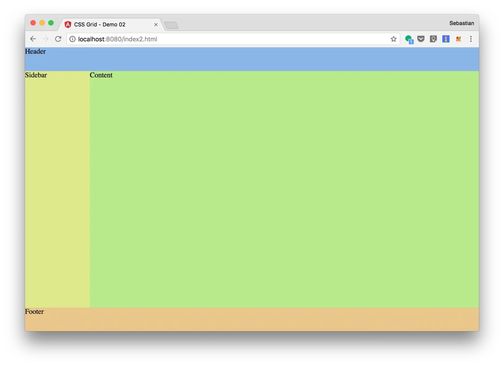 Colorful Webpage Structure Demonstration