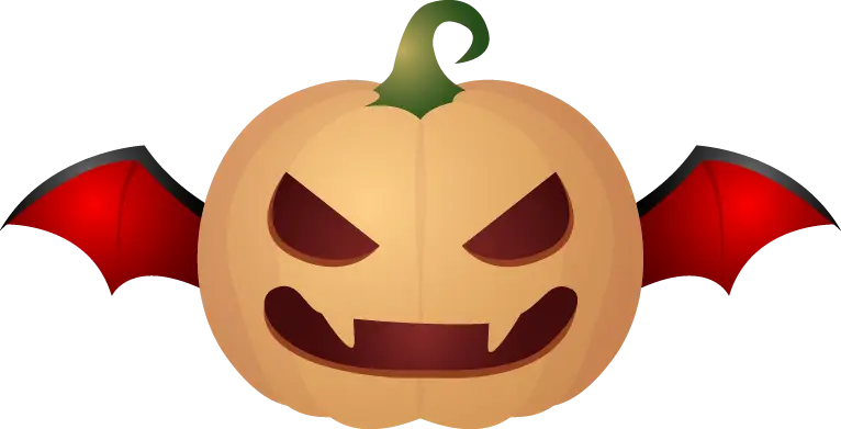 Halloween Pumpkin with Bat Wings
