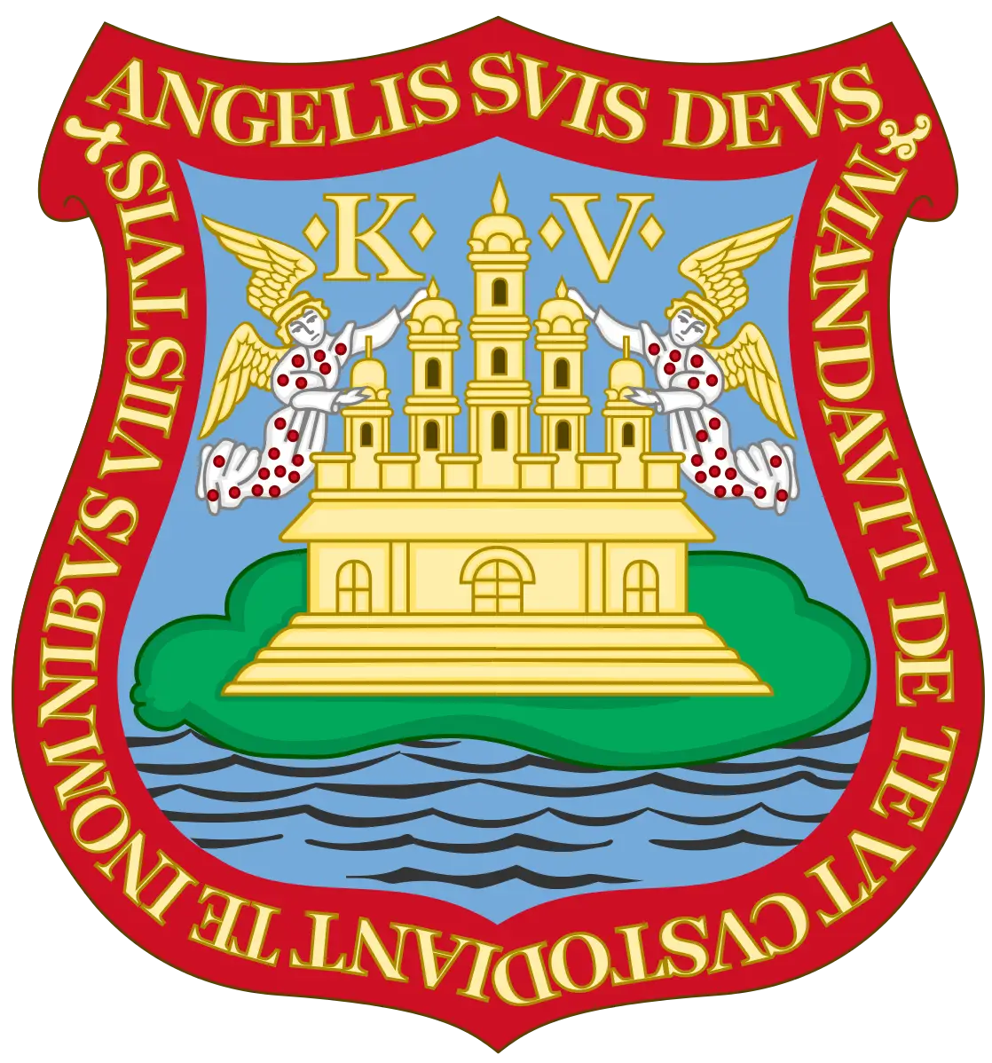 Heraldic Crest with Latin Motto and Decorative Elements