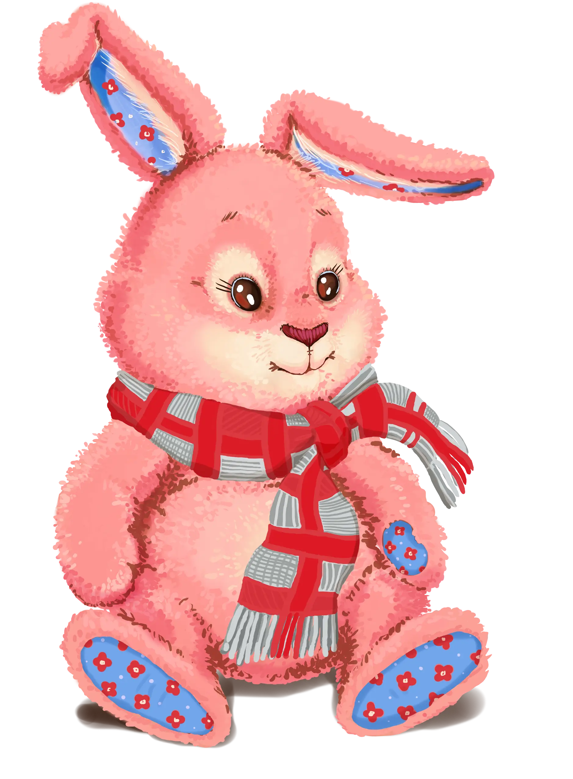 Pink Stuffed Bunny Toy with Scarf