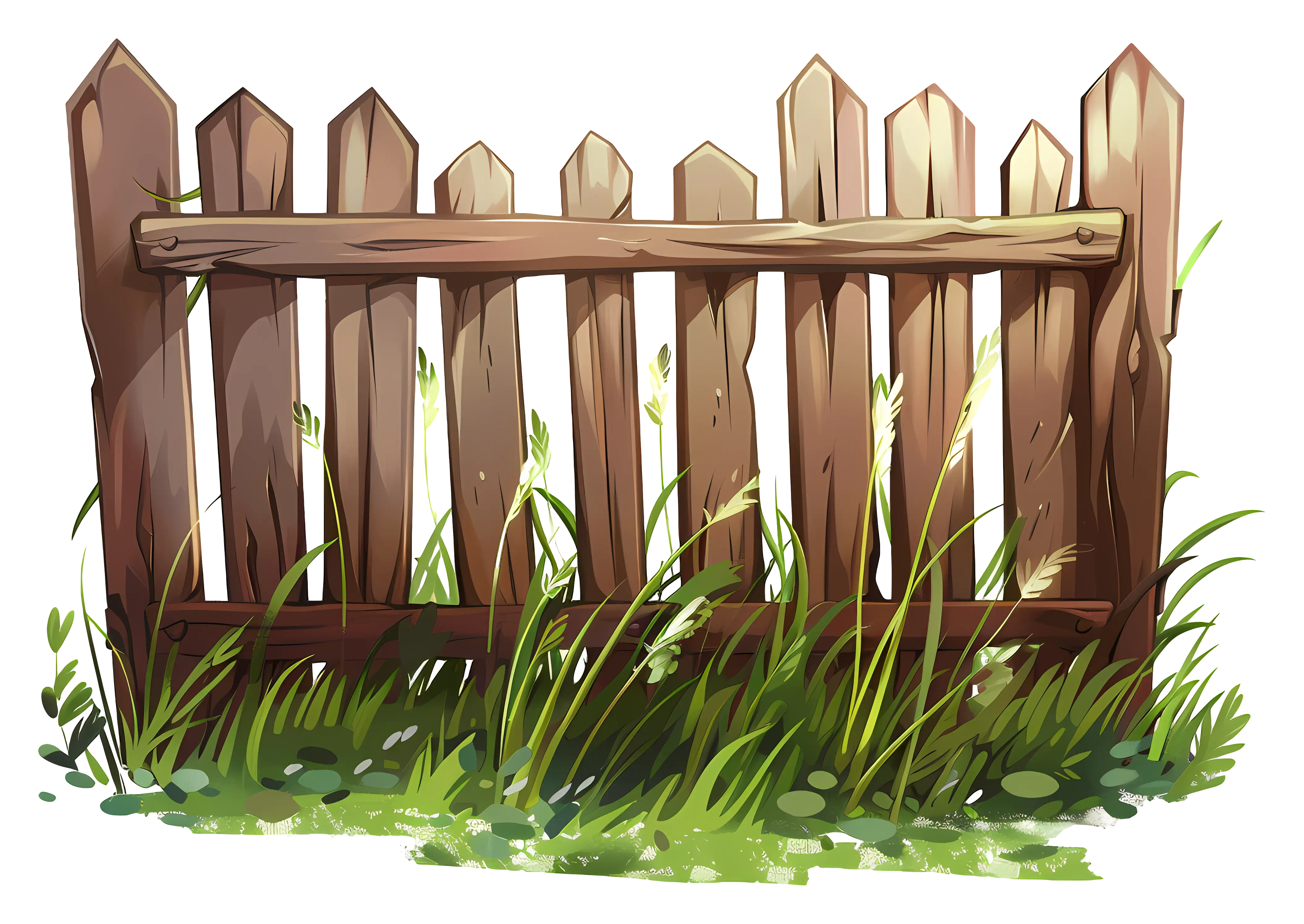 Wooden Fence with Green Grass