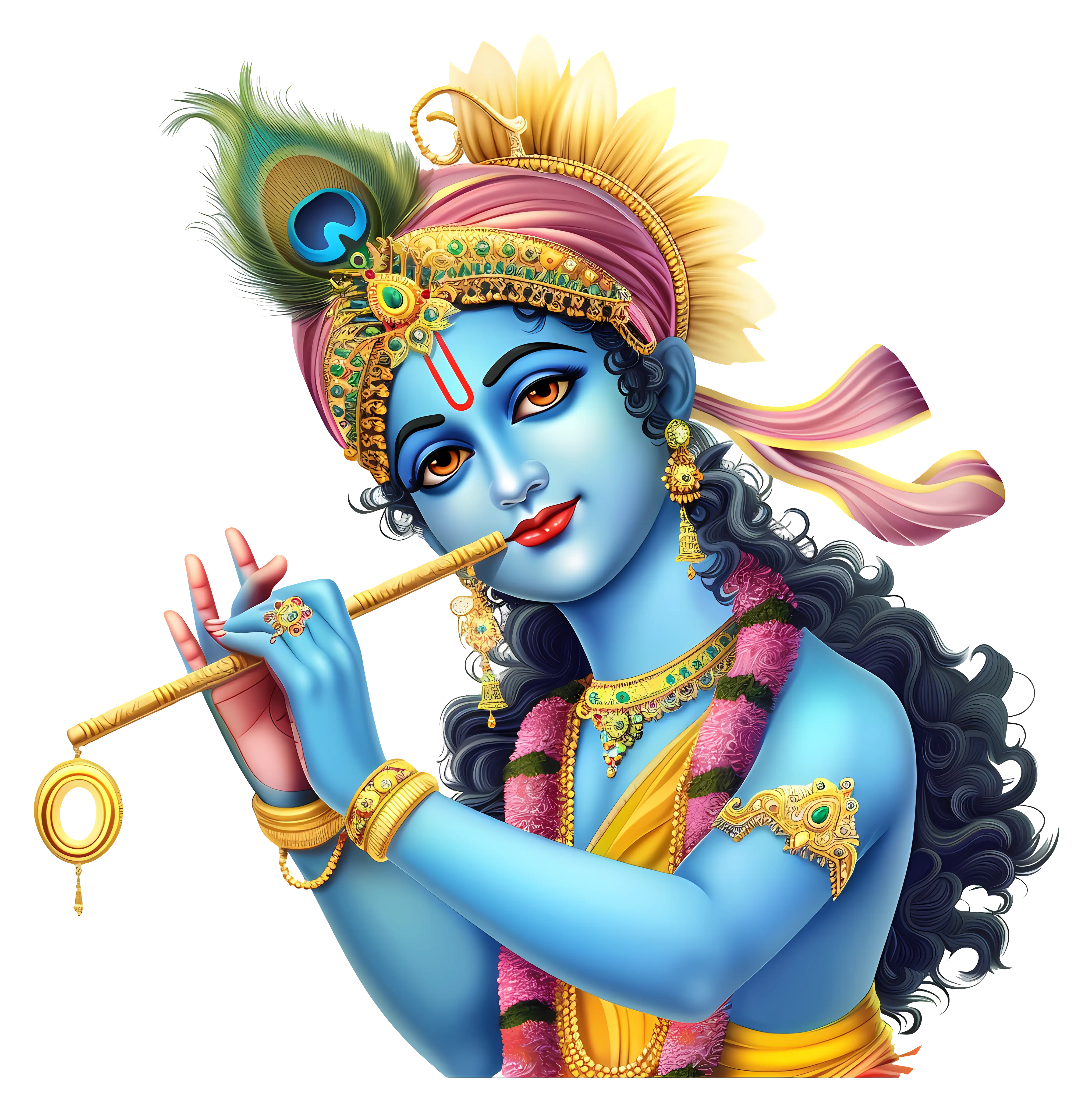 Blue Deity with Flute and Peacock Feather