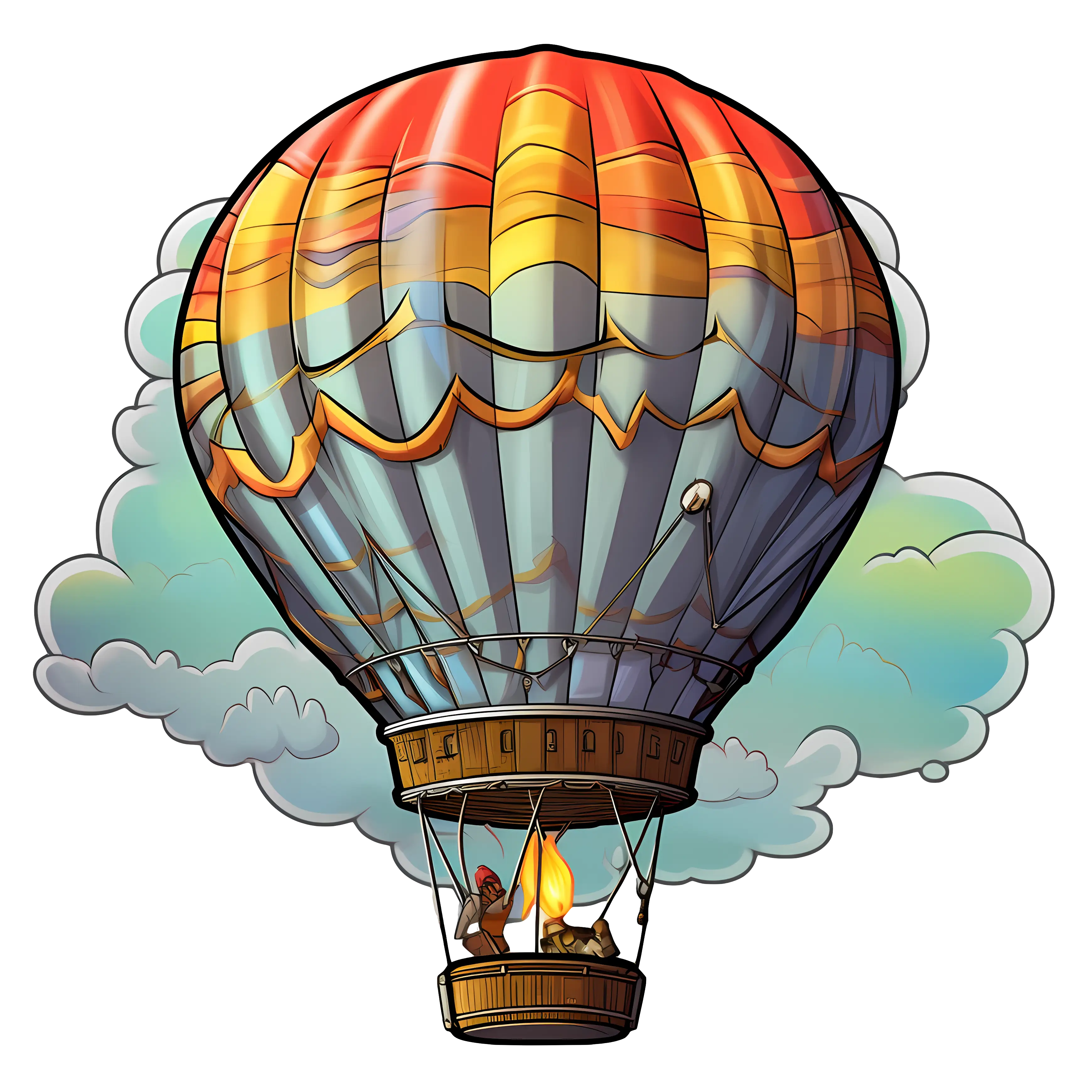 Hot Air Balloon Flying Illustration
