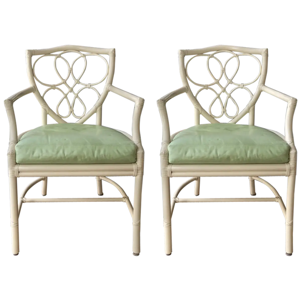 Two Green Cushioned Chairs for Classic Decor