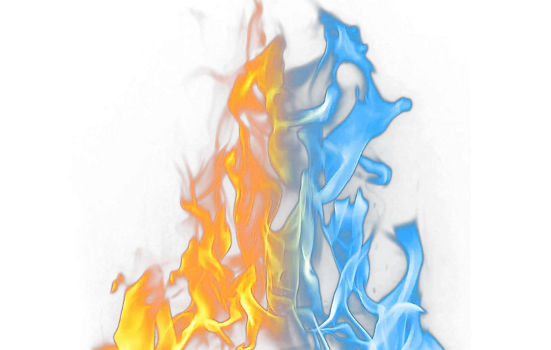 Dynamic Fire and Water Clash Illustration