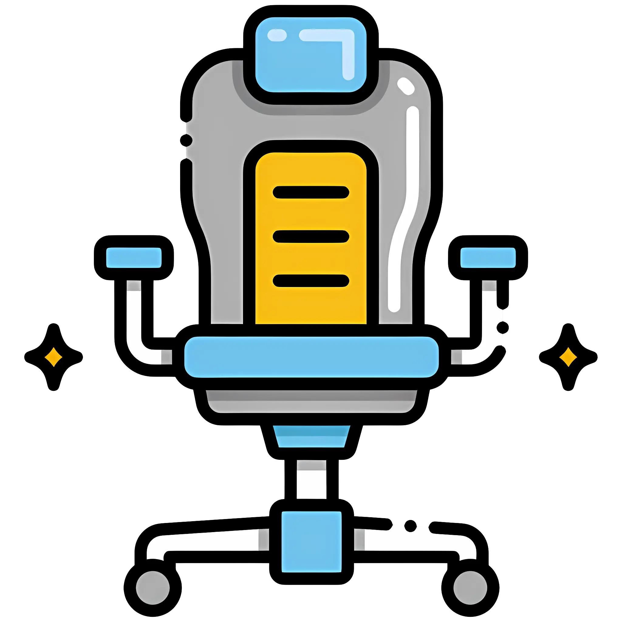 Modern Office Chair in Flat Cartoon Style