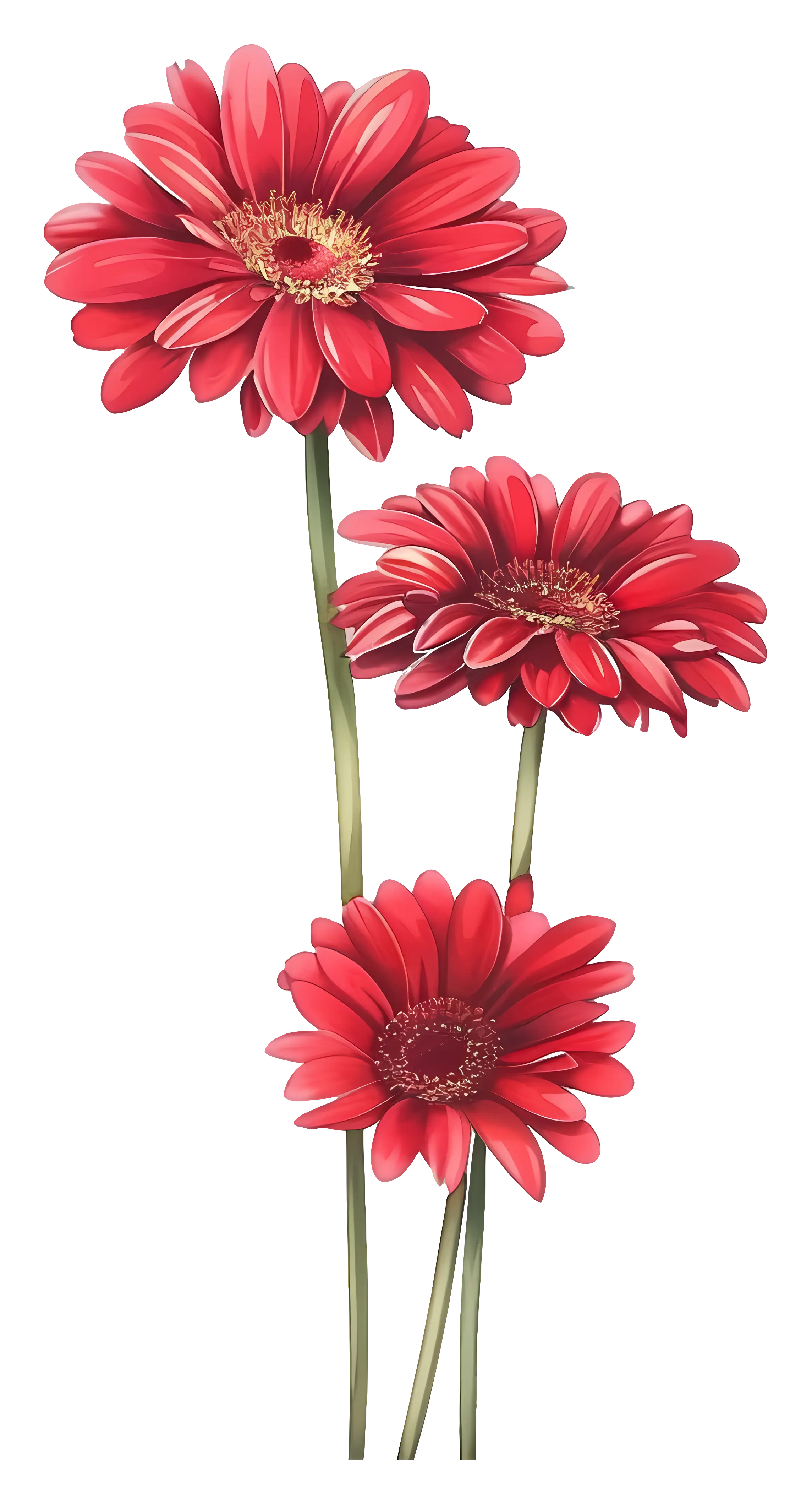 Cluster of Vibrant Red Gerberas