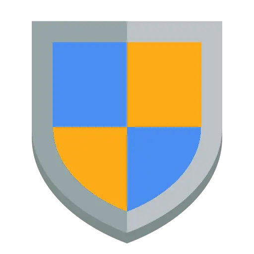 Blue and Orange Shield Icon for Security