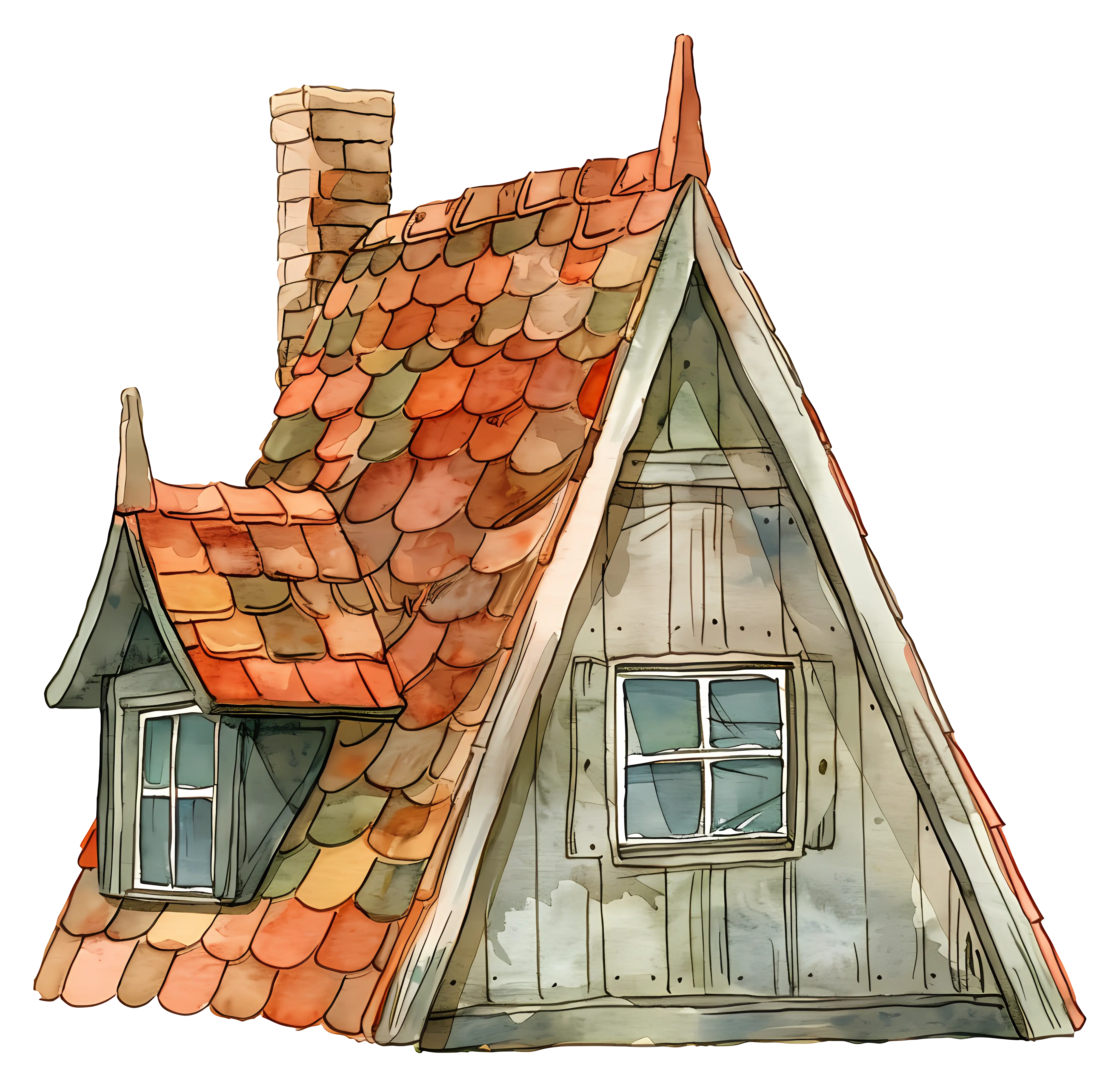 Charming Triangle Roof House Illustration