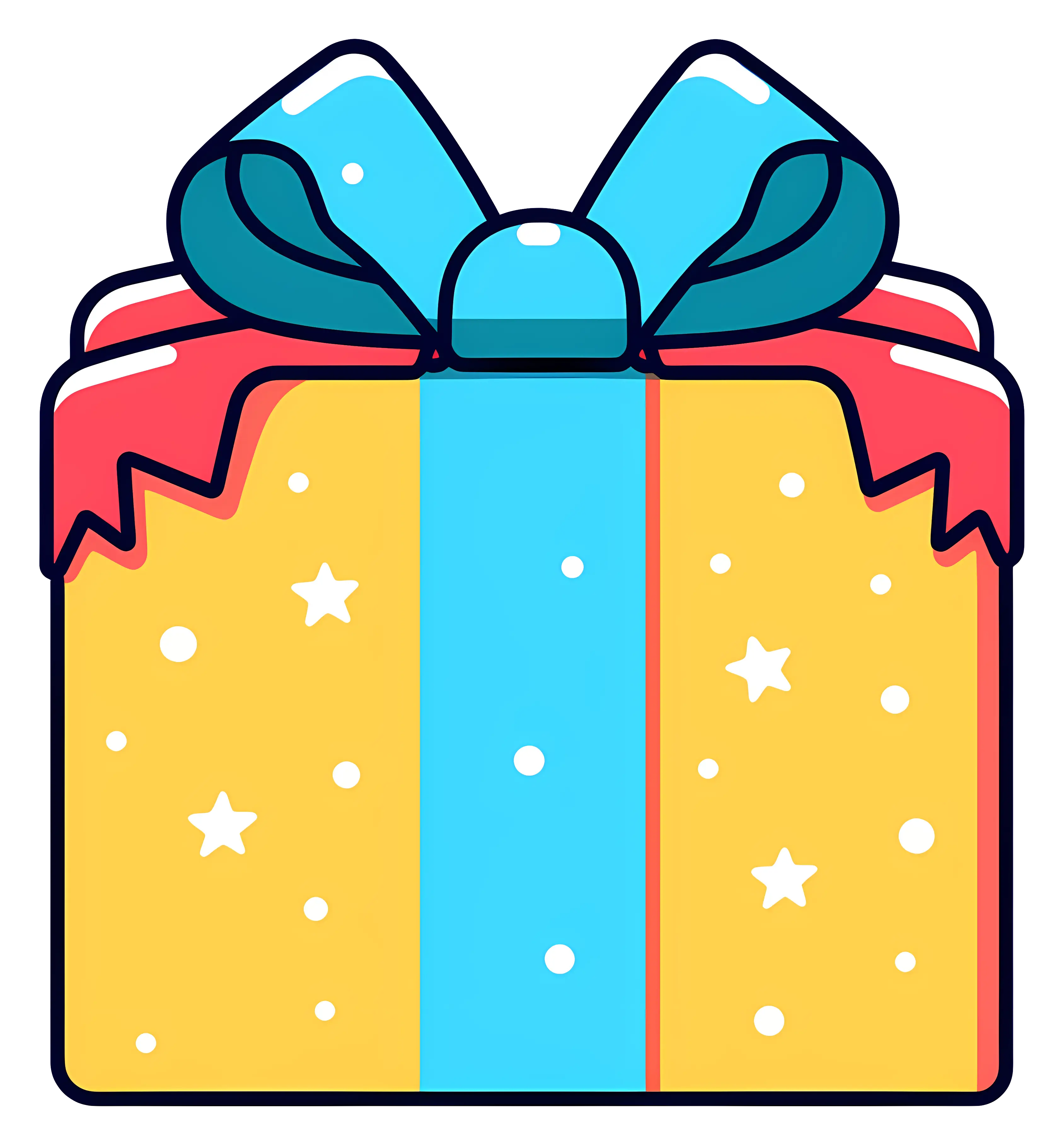 Bright Yellow Gift Box with Blue Ribbon