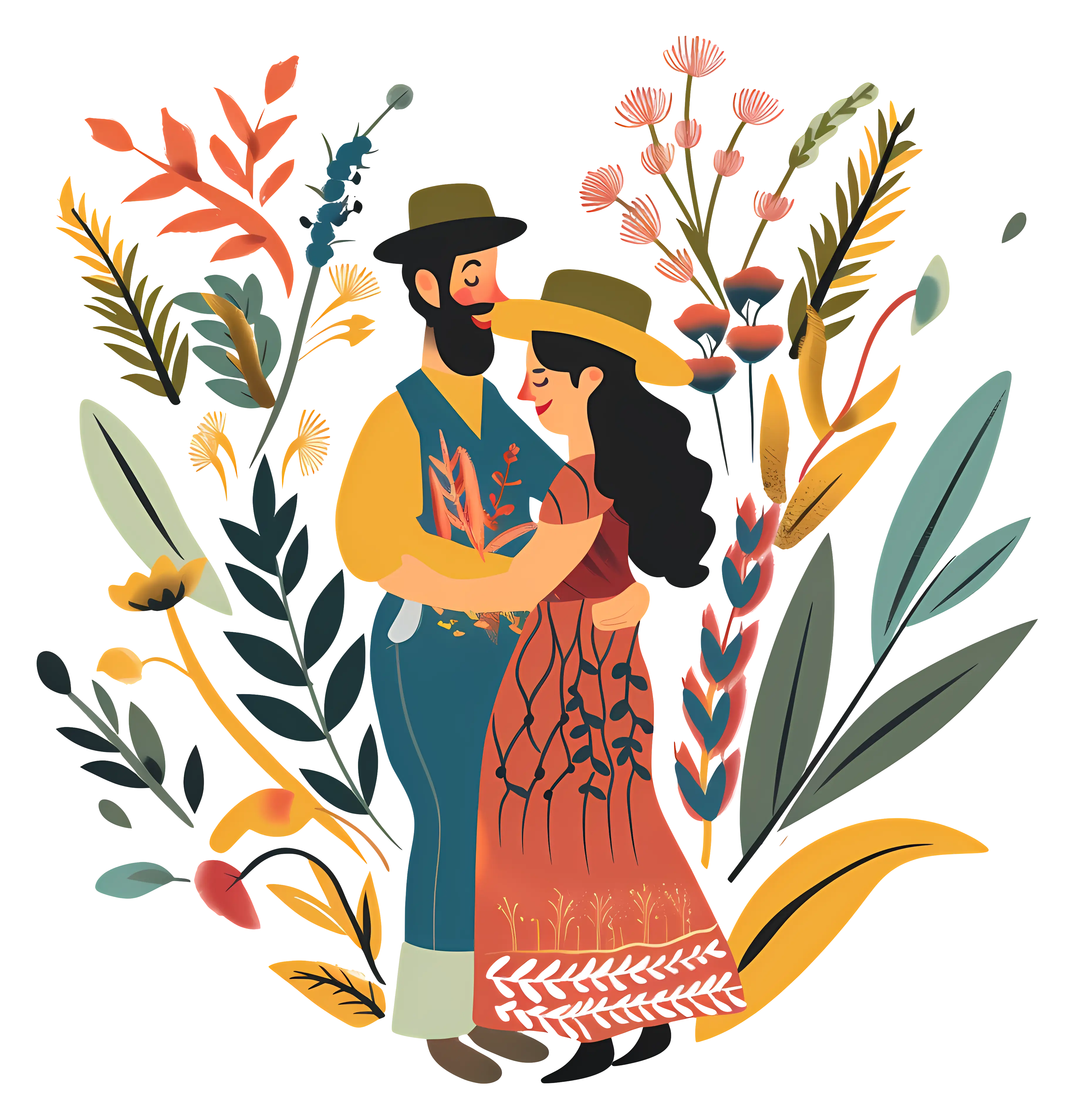 Dancing Couple with Floral Background