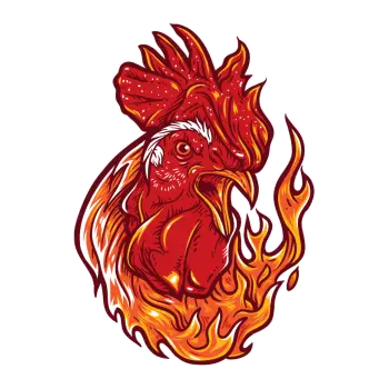 Fiery Rooster with Flames