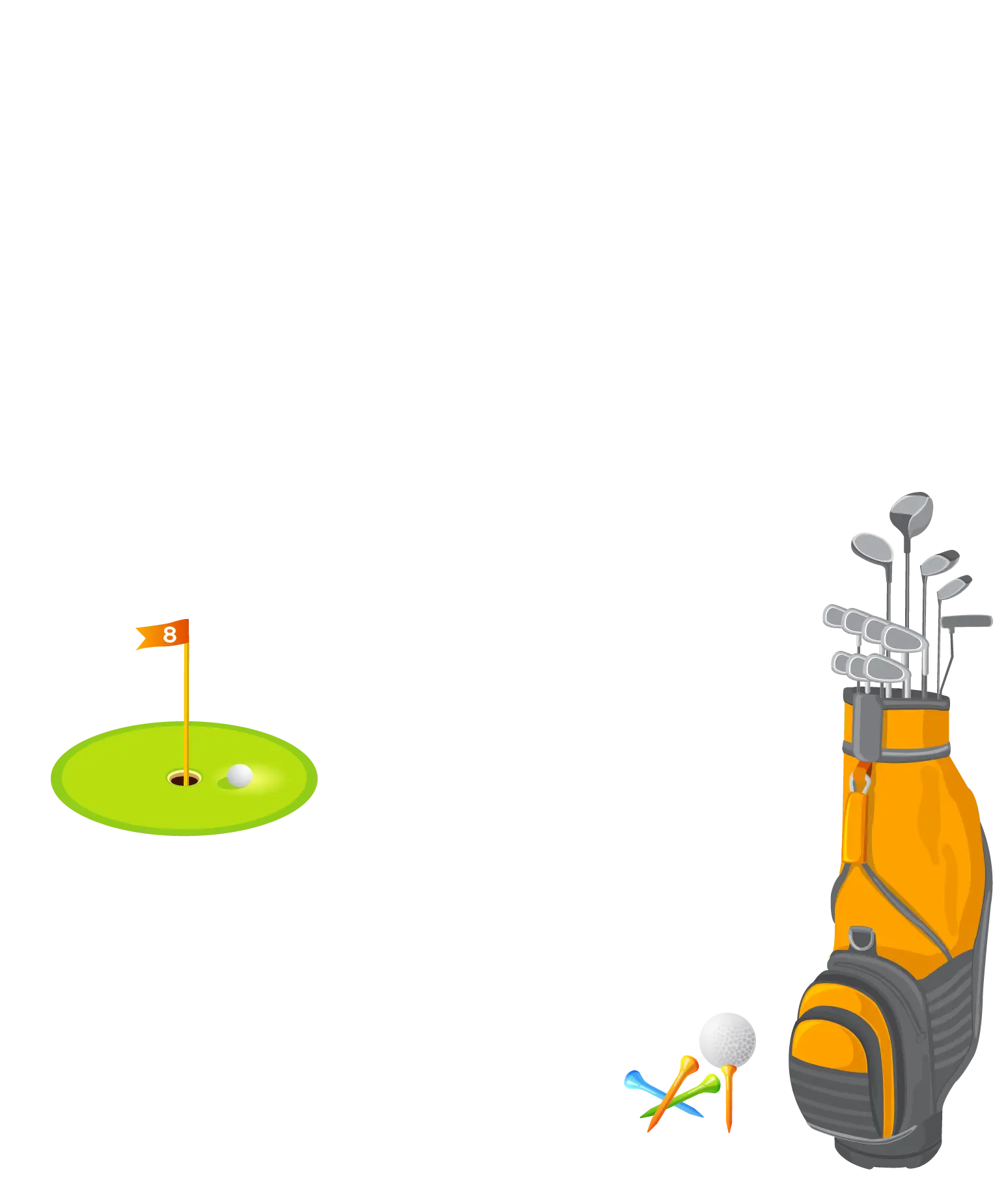 Golf Set with Clubs, Flag, and Putting Green