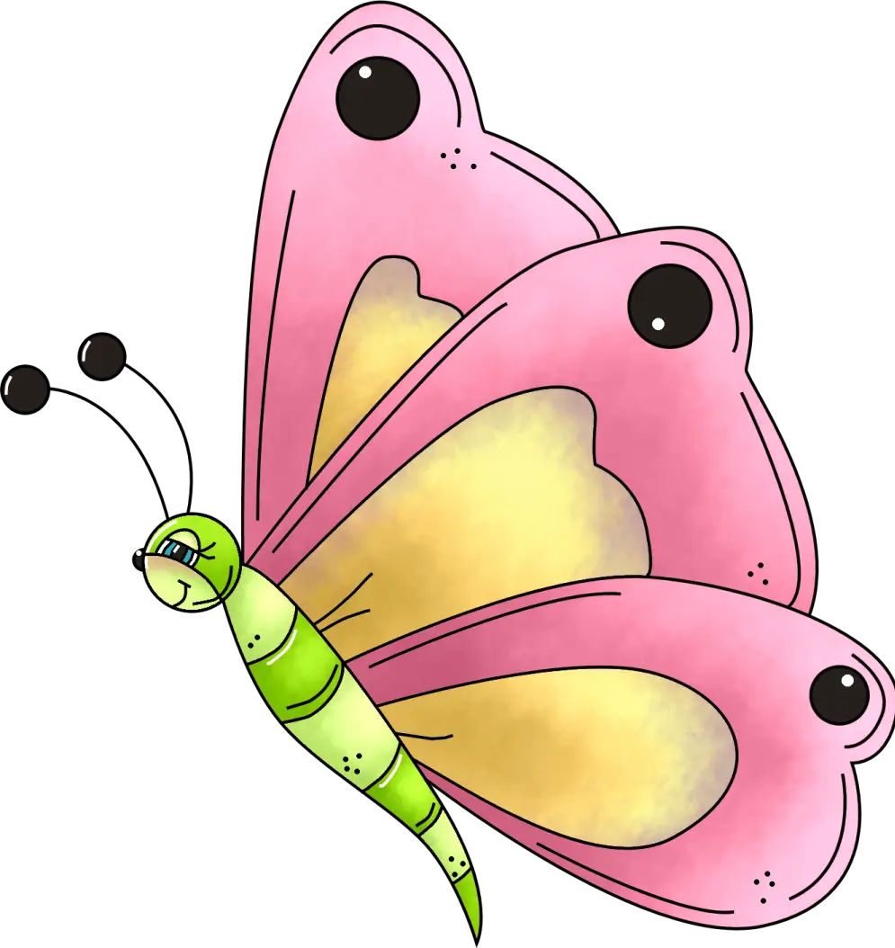 Pink Butterfly Cartoon Illustration