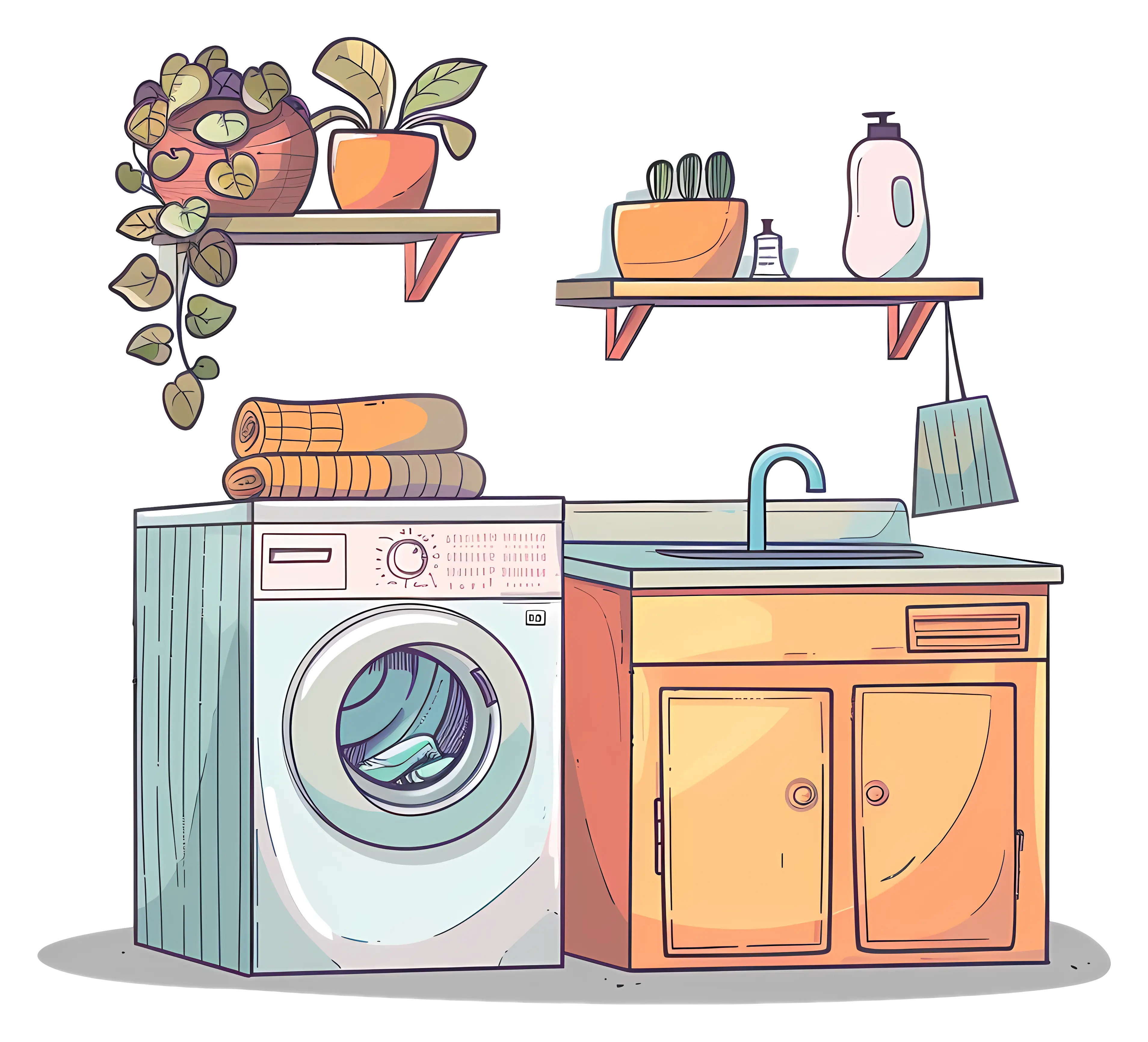 Simple Laundry Room with Sink and Washer