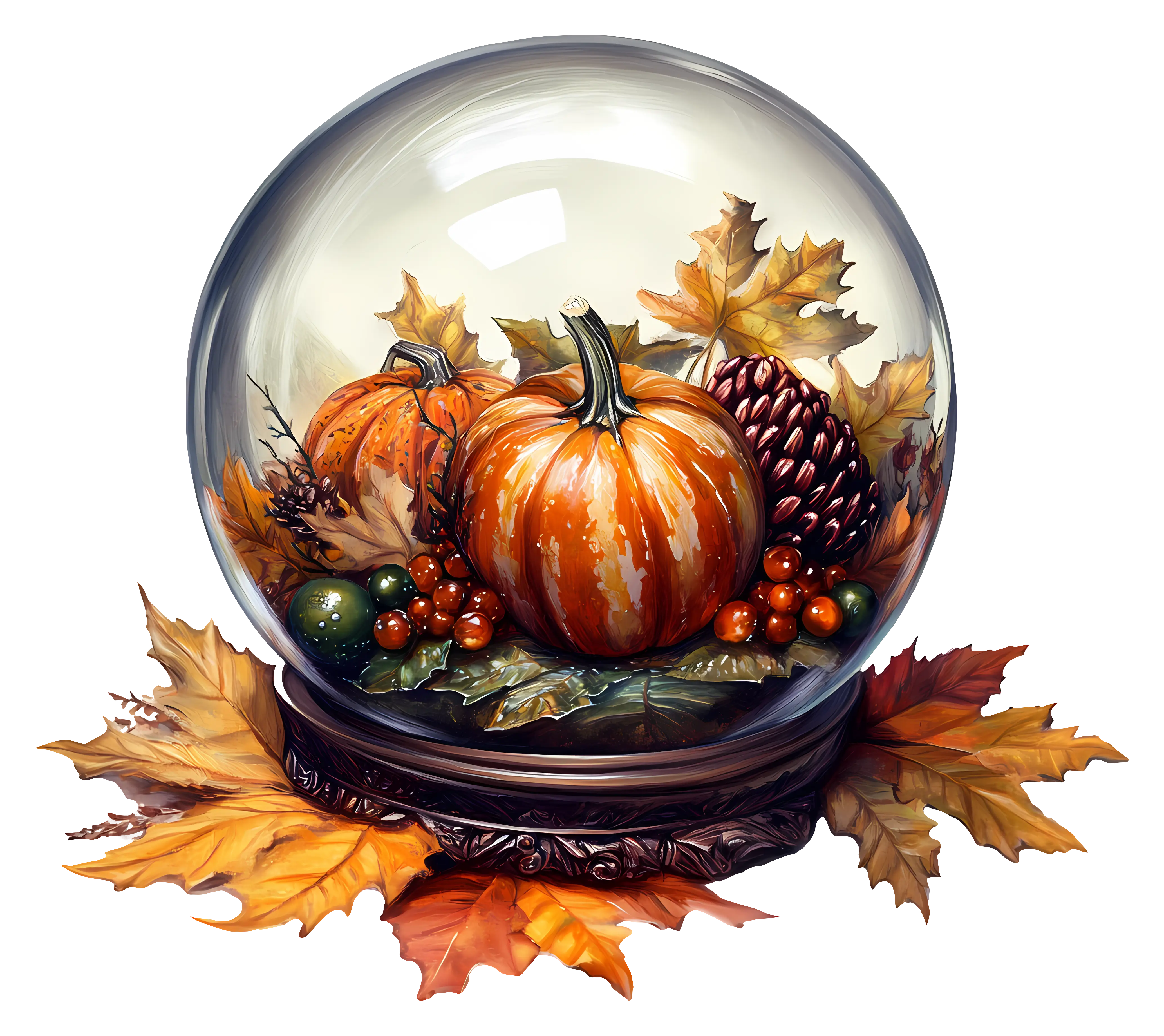 Autumn Pumpkin and Leaves Decoration