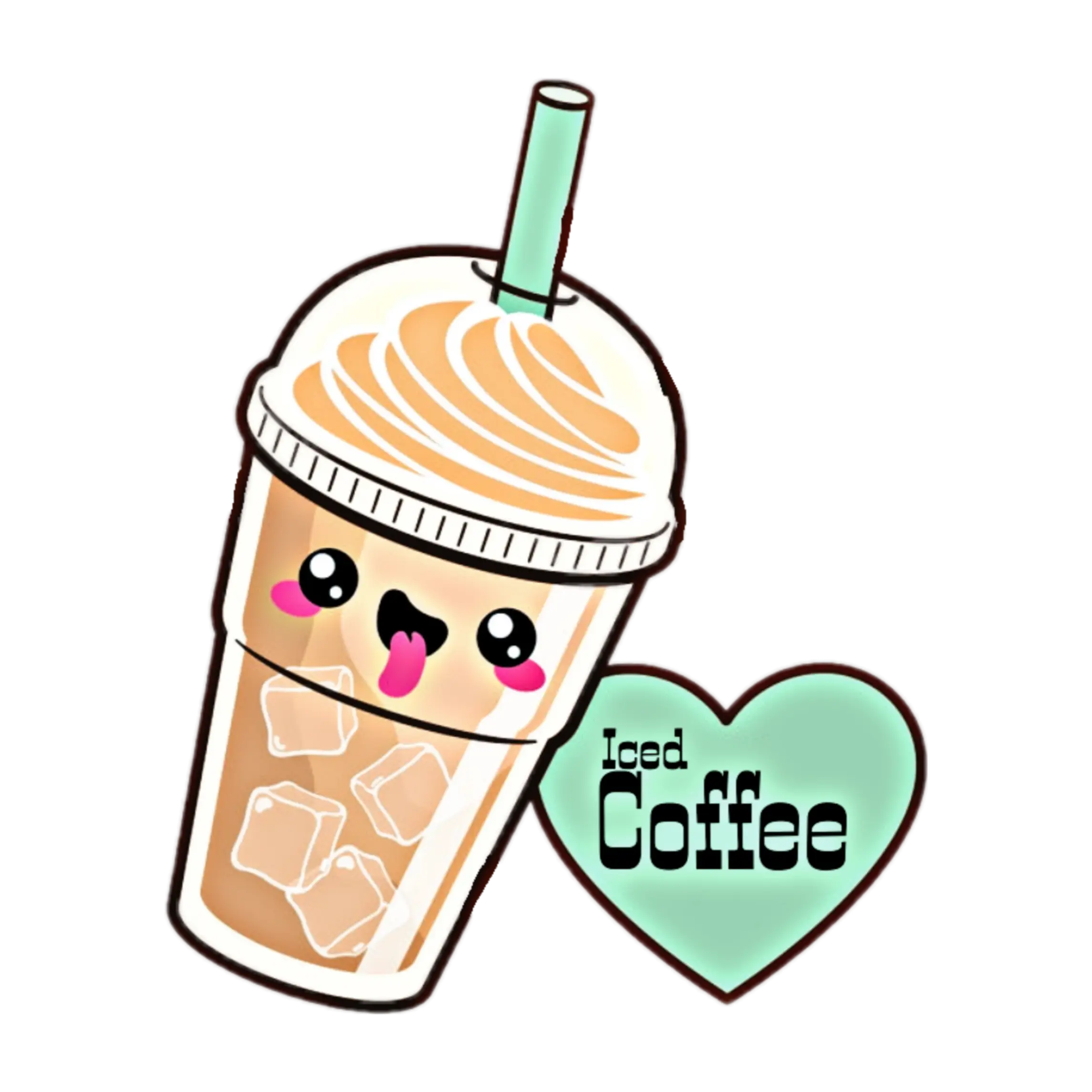 Cute Iced Coffee Illustration with Heart