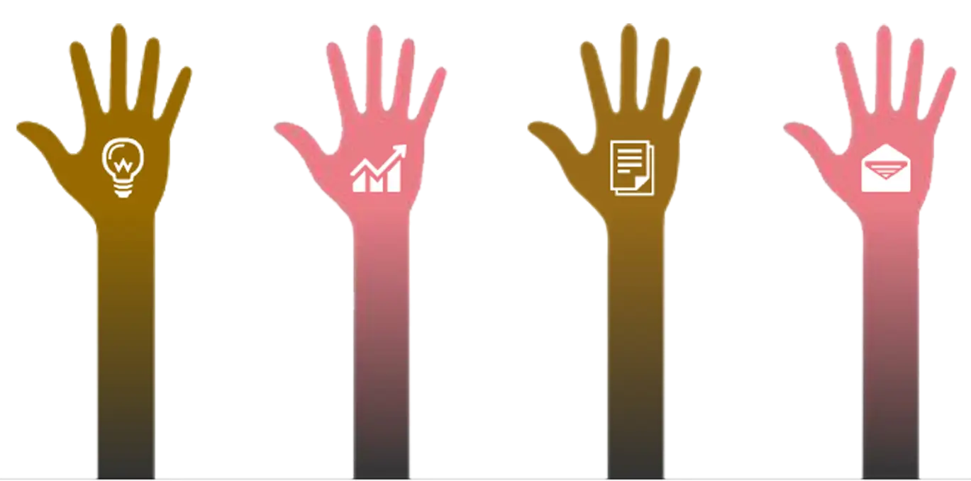 Hands with Business Icons
