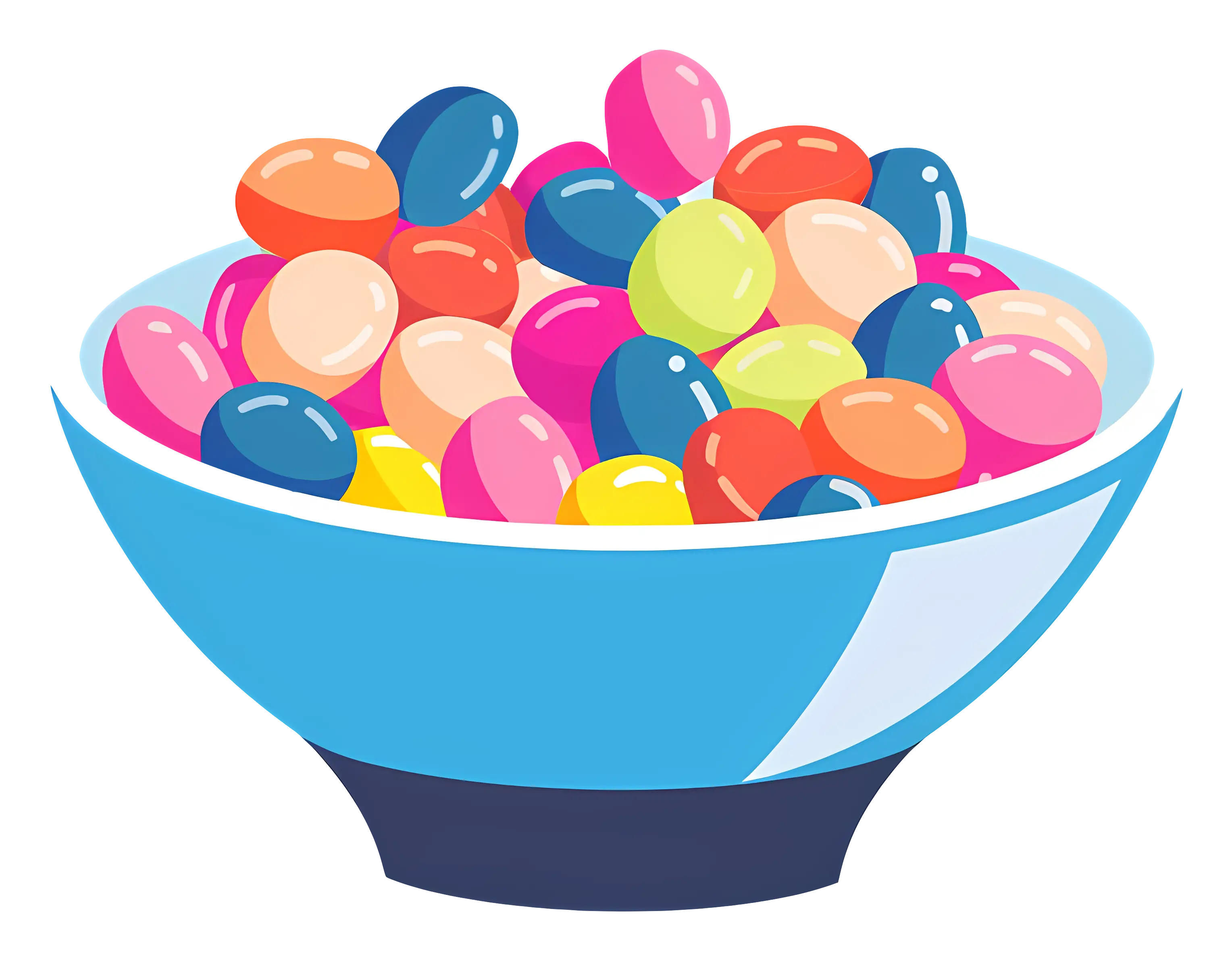 Colorful Jellybeans in Blue Bowl