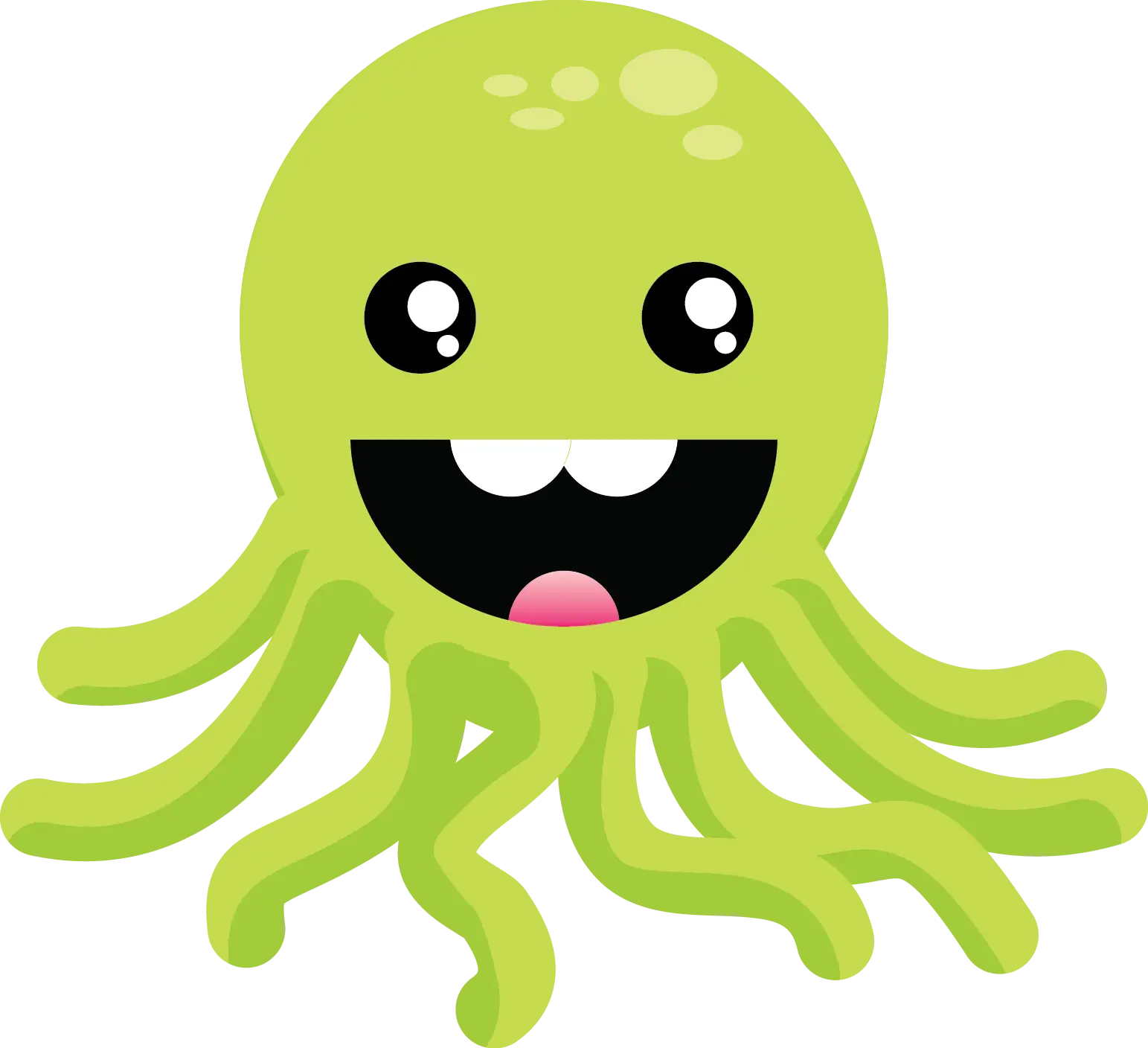 Cute Green Octopus Cartoon