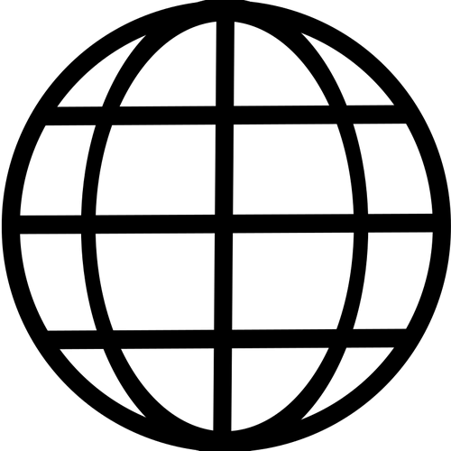 Black Wireframe Globe Icon
