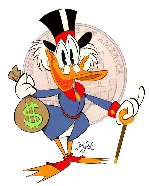 Cartoon Duck with Money Bag