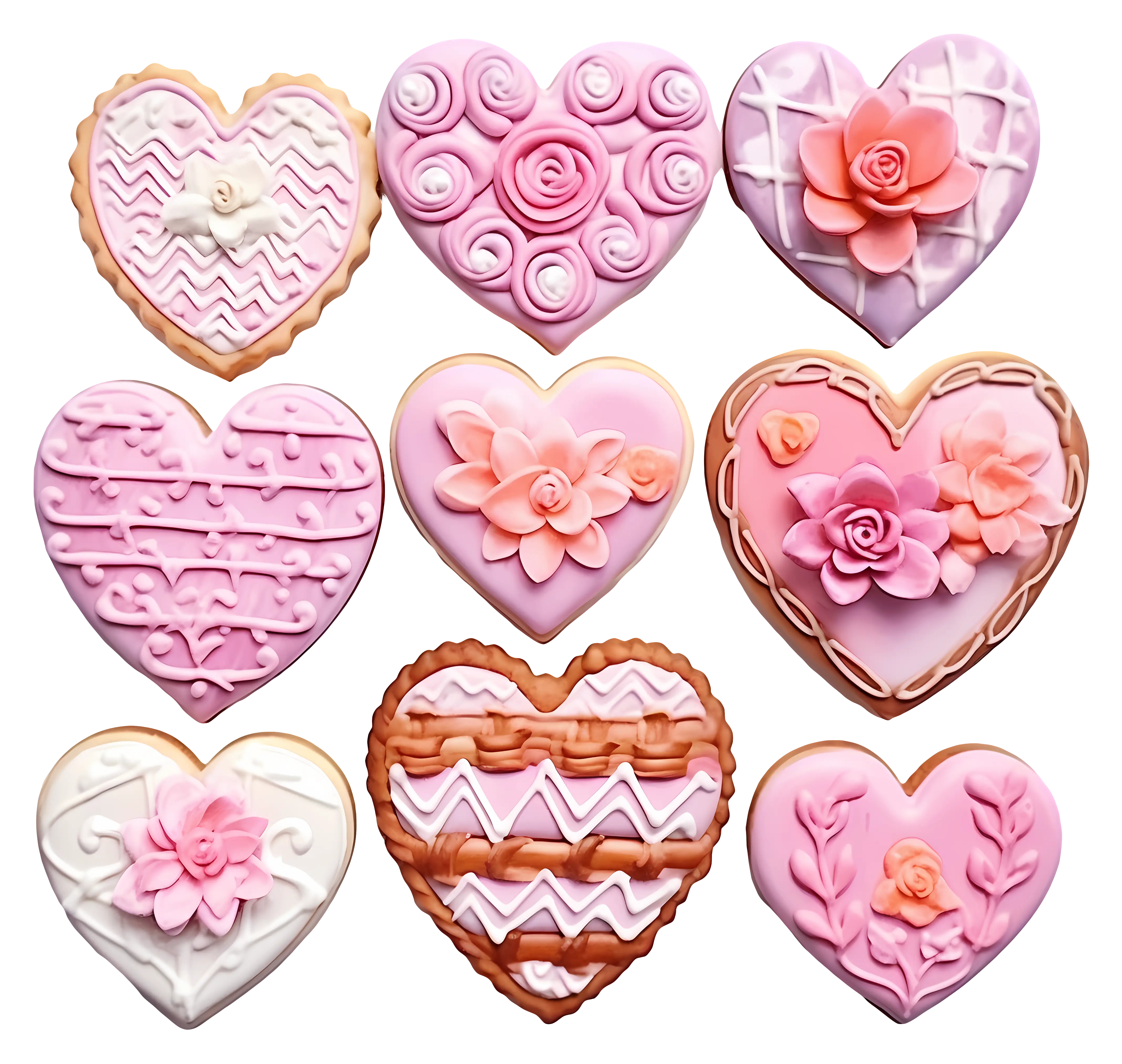 Decorated Heart Shaped Cookies for Valentine&#039;s Day
