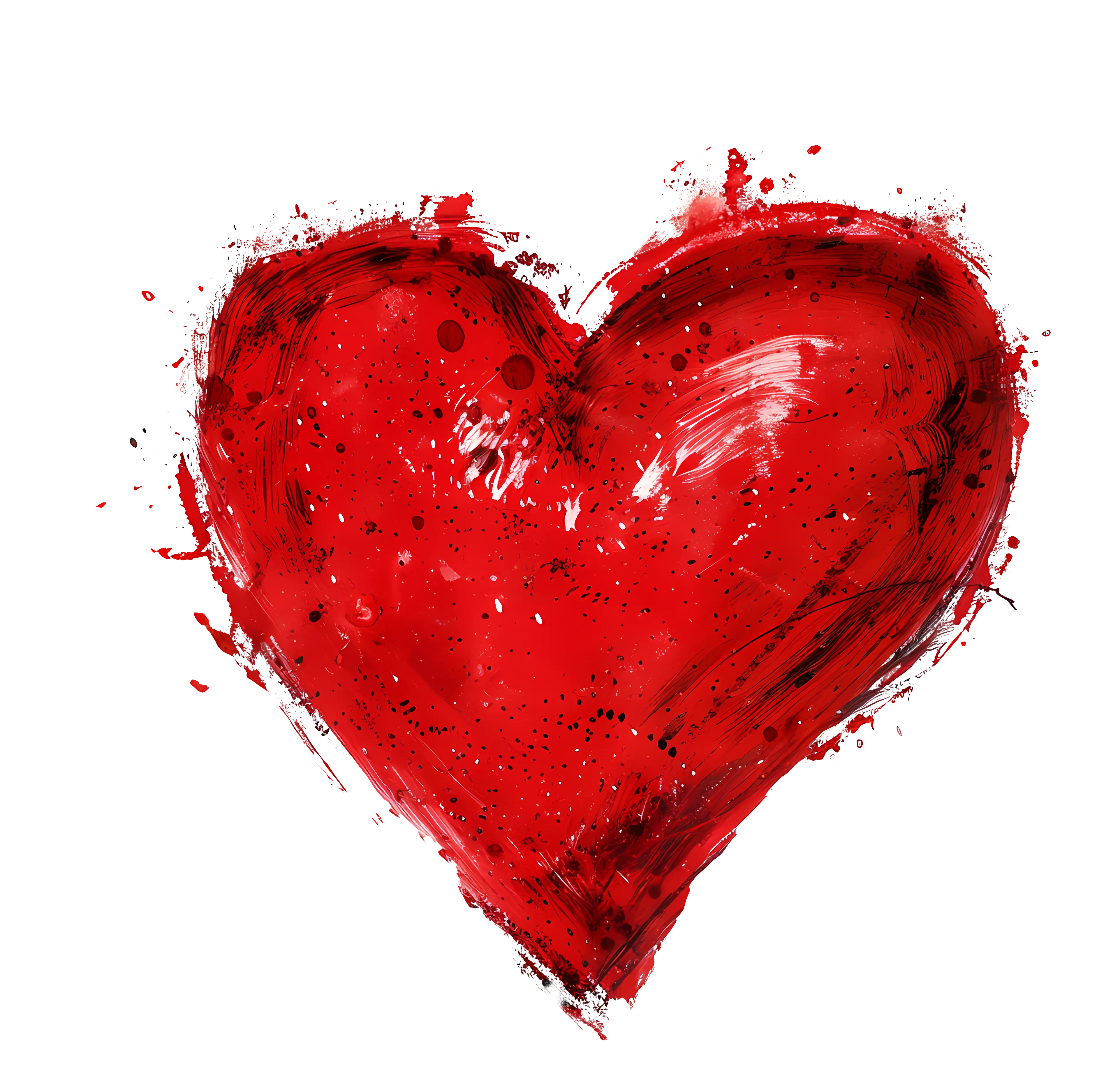 Red Heart Artistic Illustration with Paint Strokes