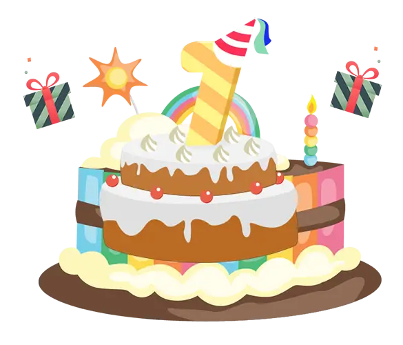 Festive Birthday Cake with Decorations