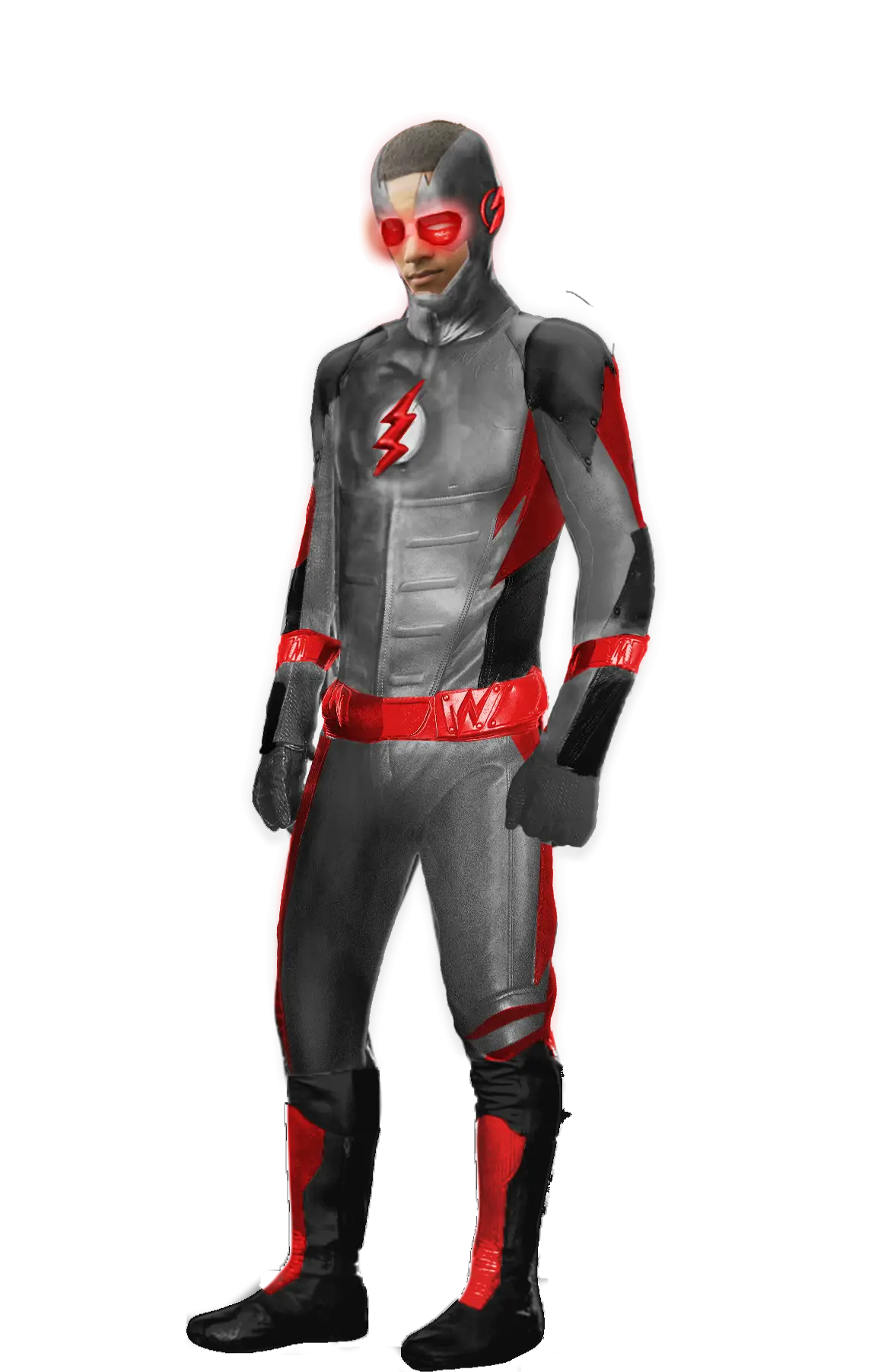 Superhero in Red and Gray Costume