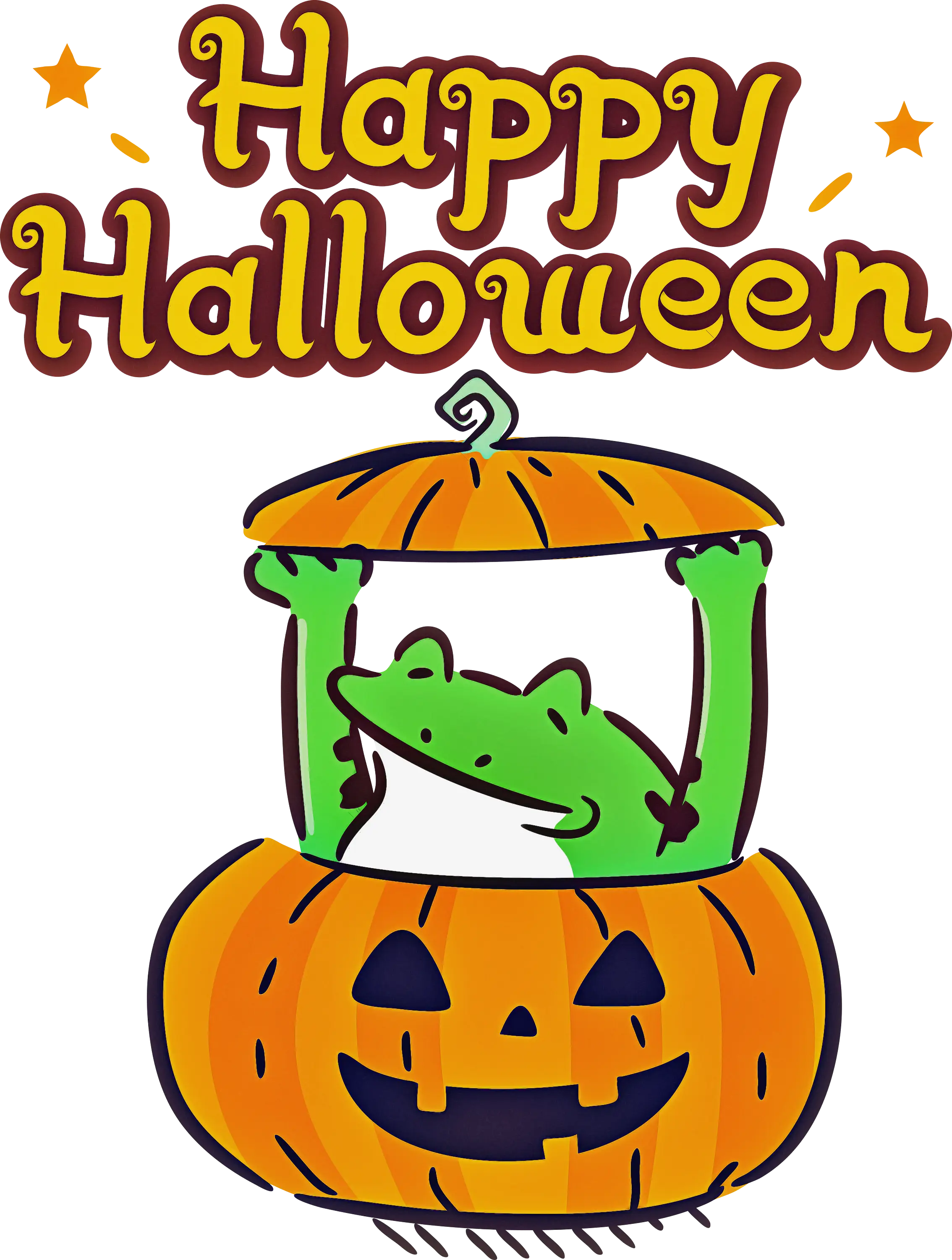 Frog Inside Halloween Pumpkin Artwork