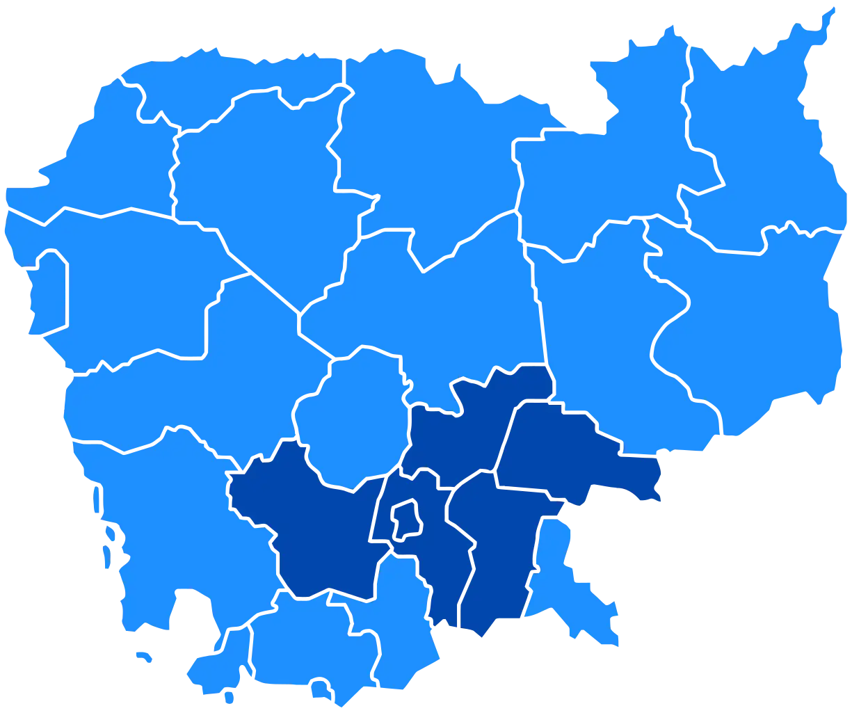 Blue Map of Cambodia