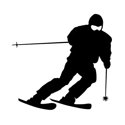 Silhouette of Skiing Action