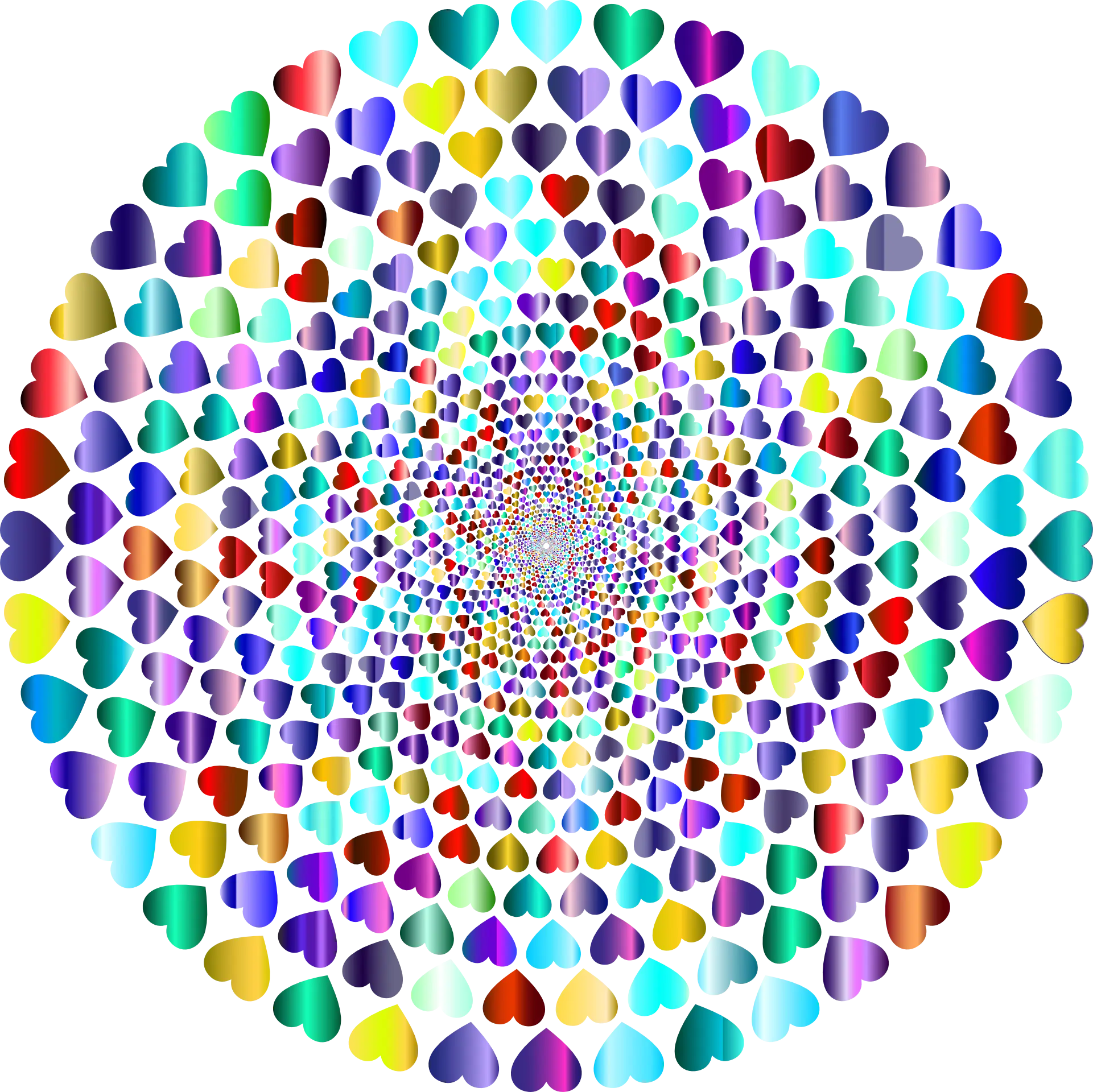 Colorful Spiral of Hearts Pattern
