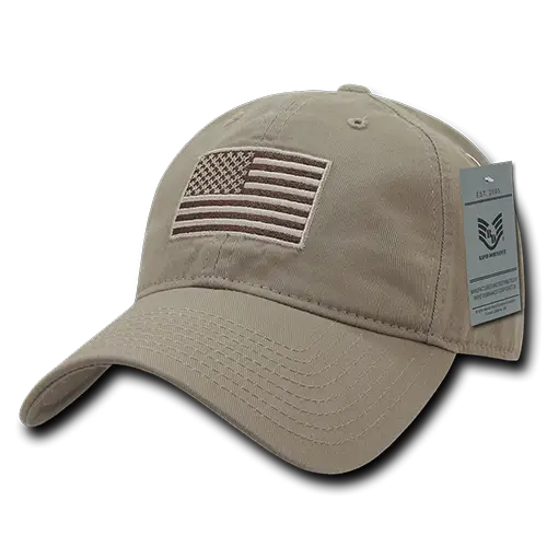 Khaki Cap with Flag Design