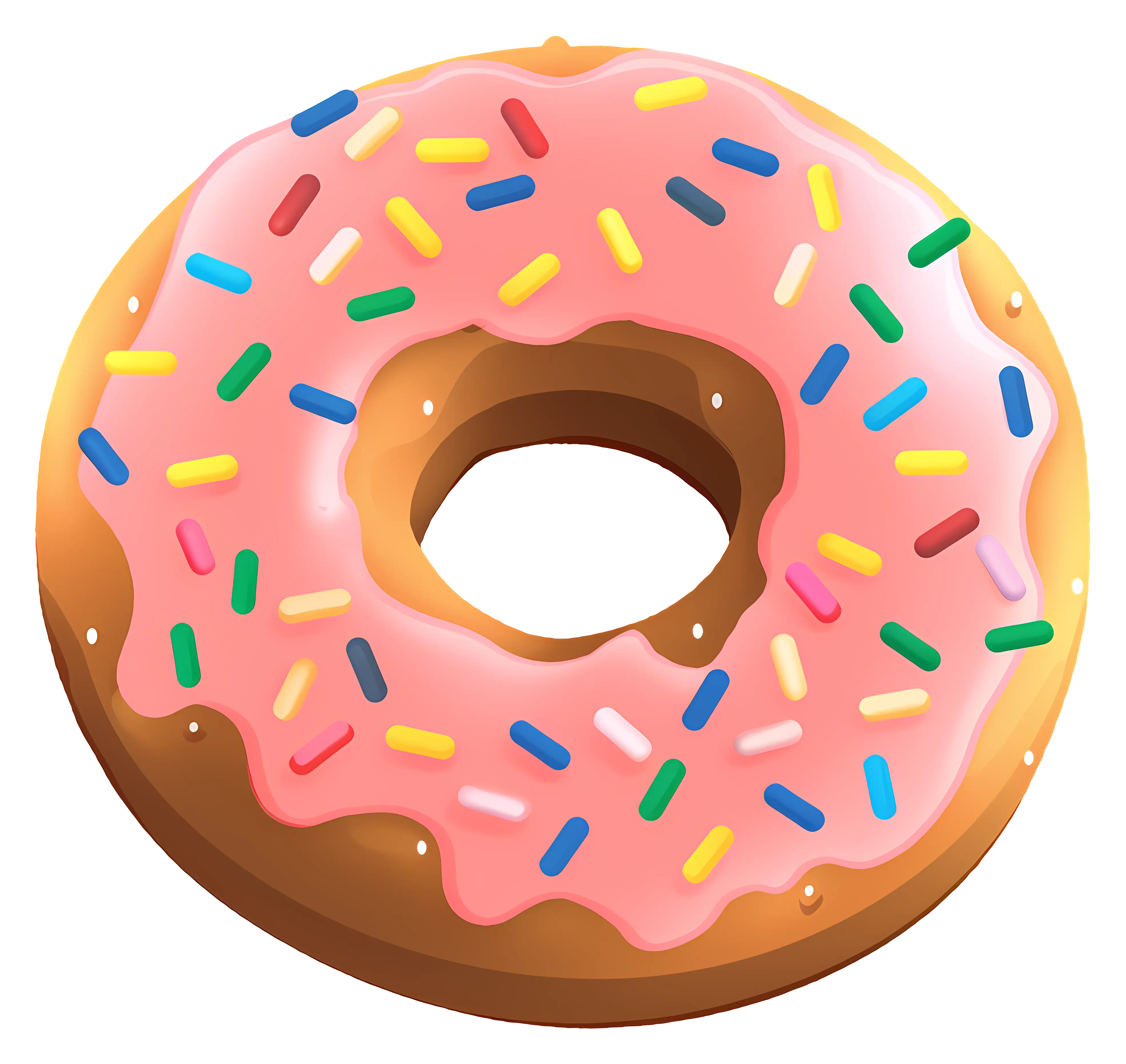 Pink Frosted Donut with Sprinkles Illustration