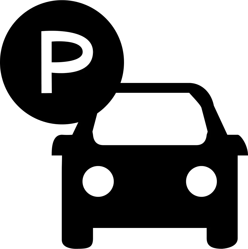 Silhouette of Car with Parking Sign
