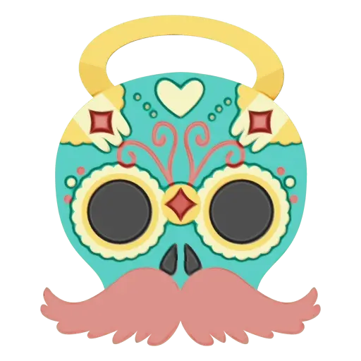Colorful Sugar Skull with Mustache Illustration