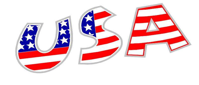 USA Flag-Themed Letters Illustration