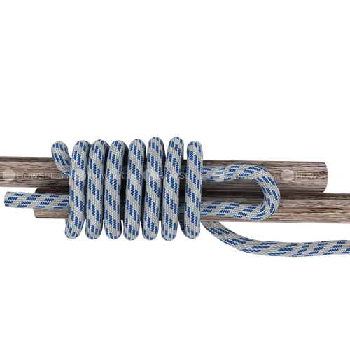 Blue Rope Knot Wrapped around Wooden Poles